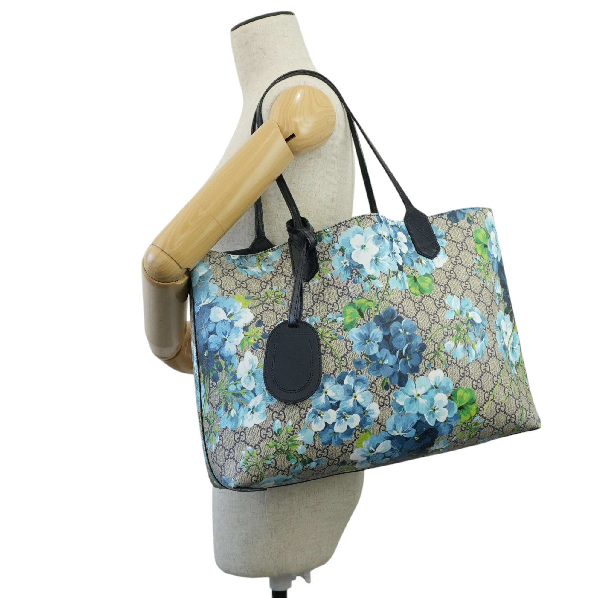 Gucci Blooms Canvas Tote Bag Blue Used