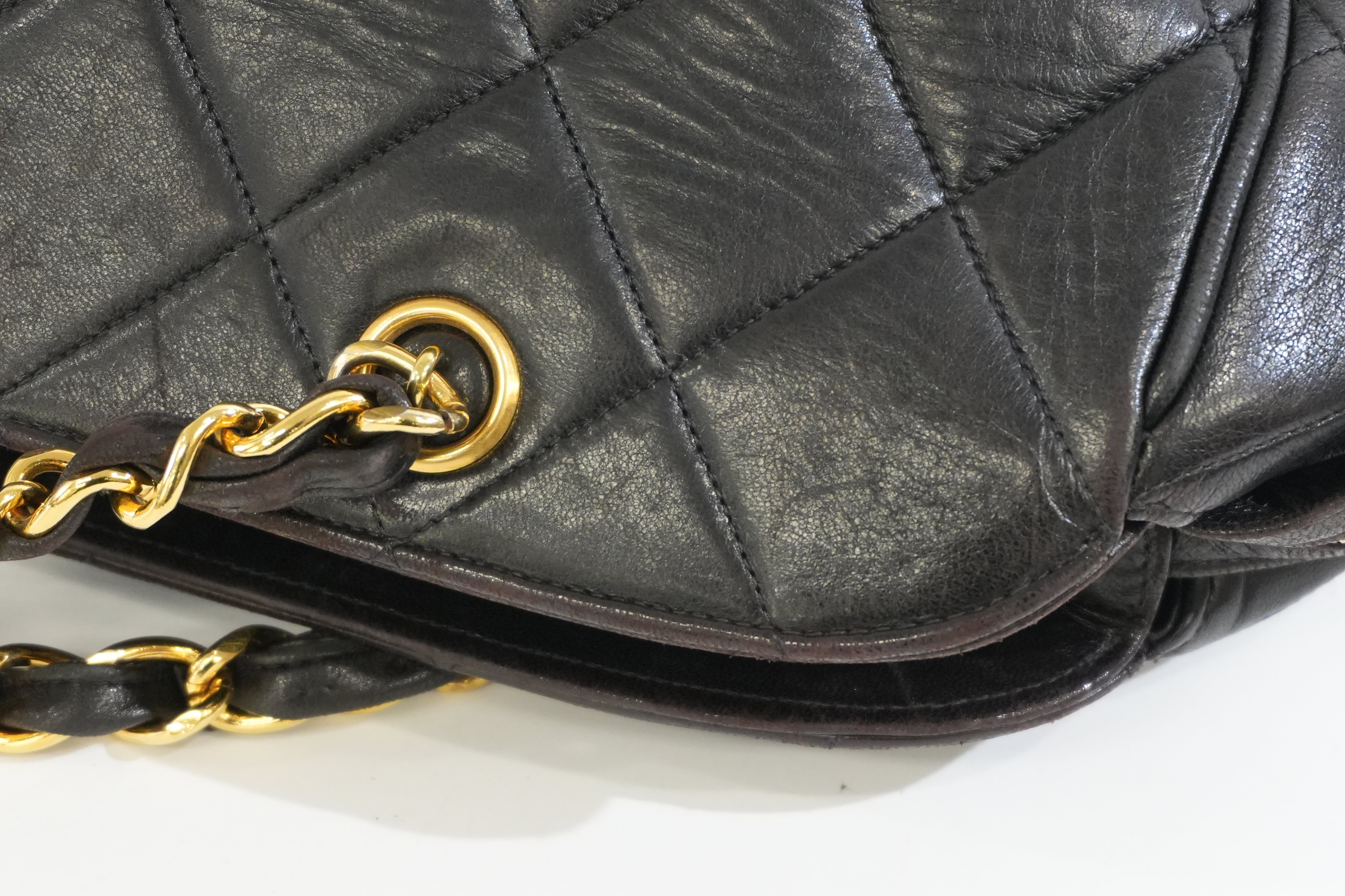 Pre-owned Chanel Lambskin Leather Quilted Chain Tote Bag Black