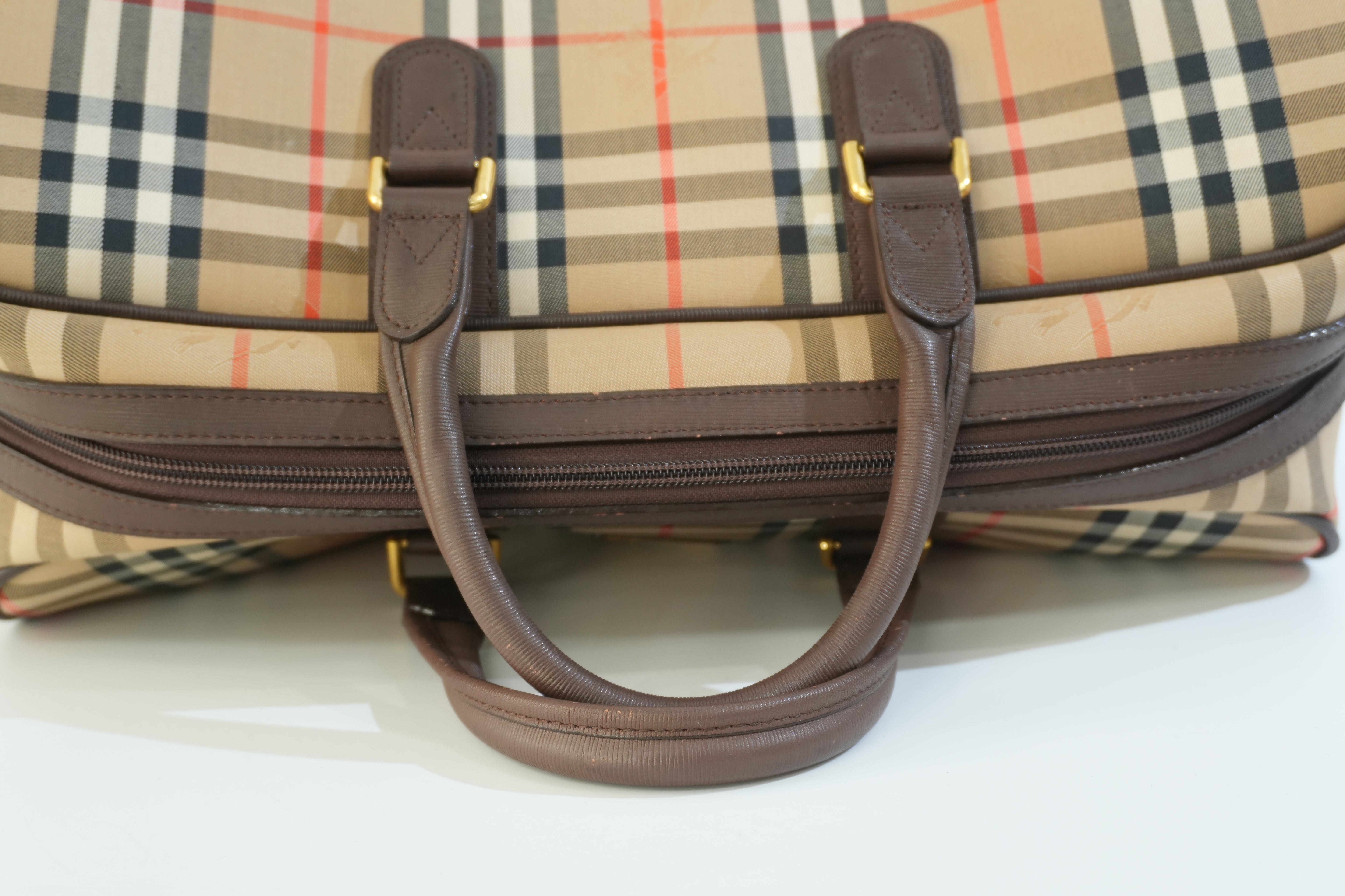 Pre-owned Burberry Vintage Check Duffle Bag Brown