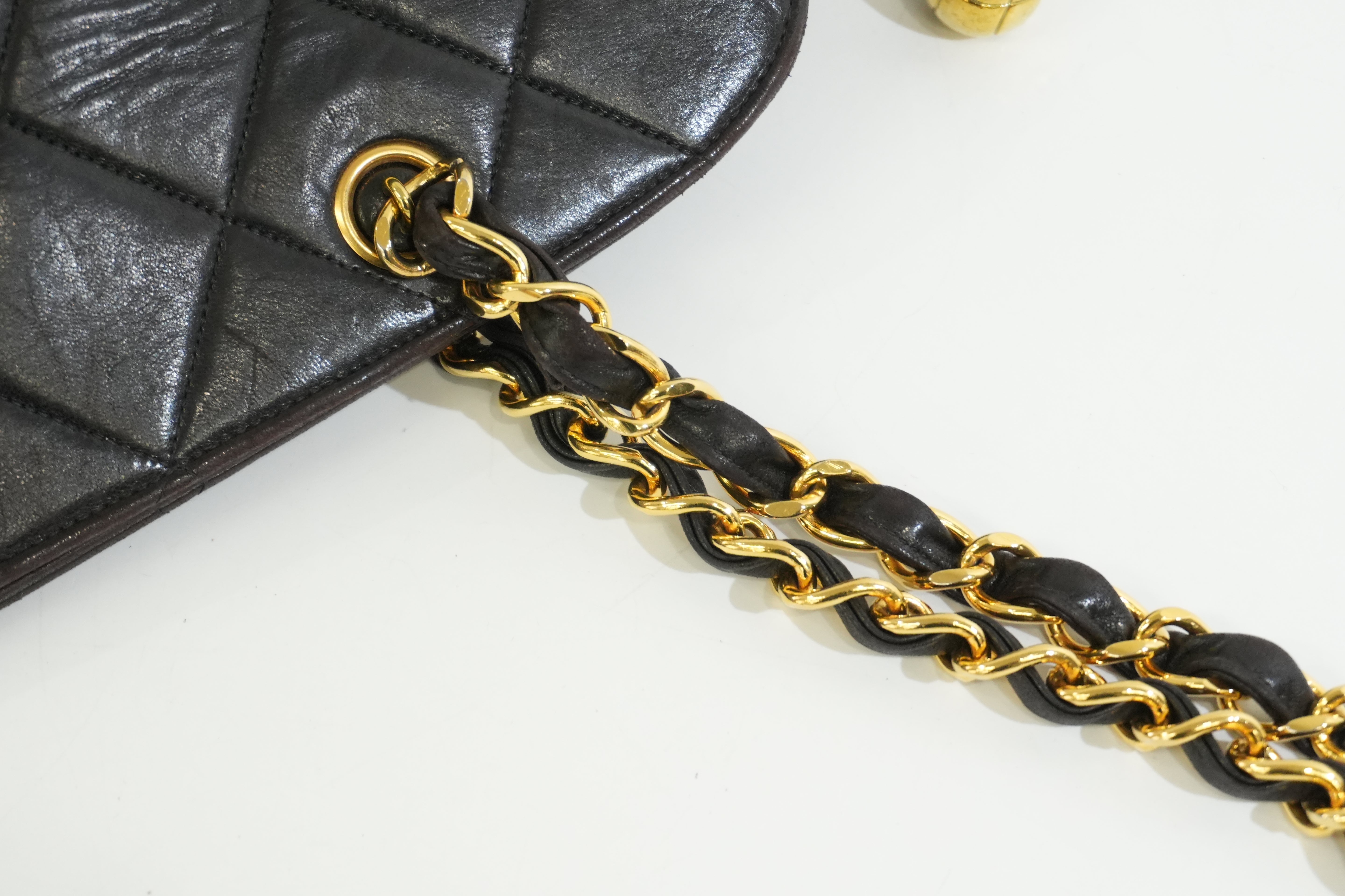 Pre-owned Chanel Lambskin Leather Quilted Chain Tote Bag Black