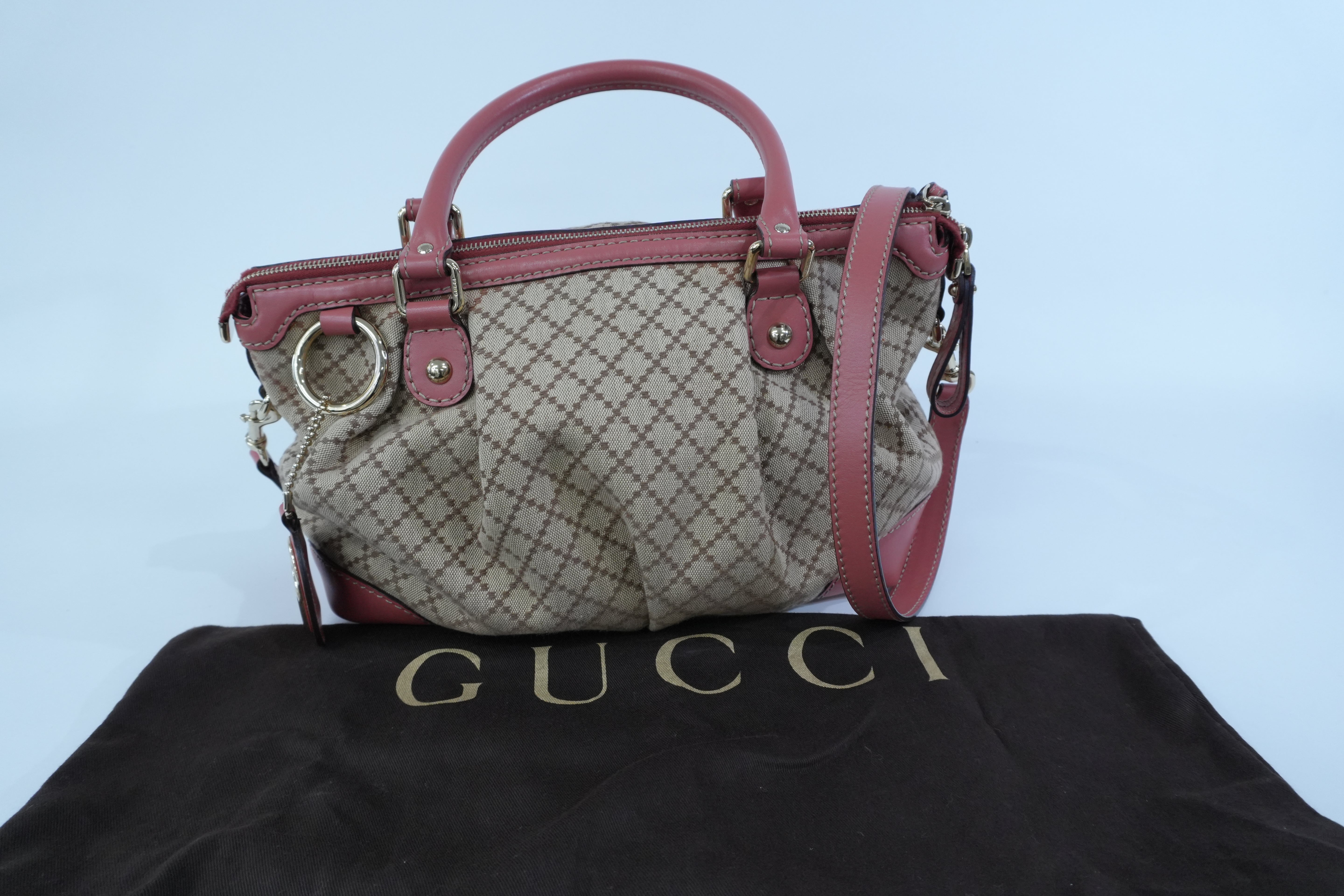 Pre-owned Gucci Sukey Two Way Shoulder Bag Brown and Pink