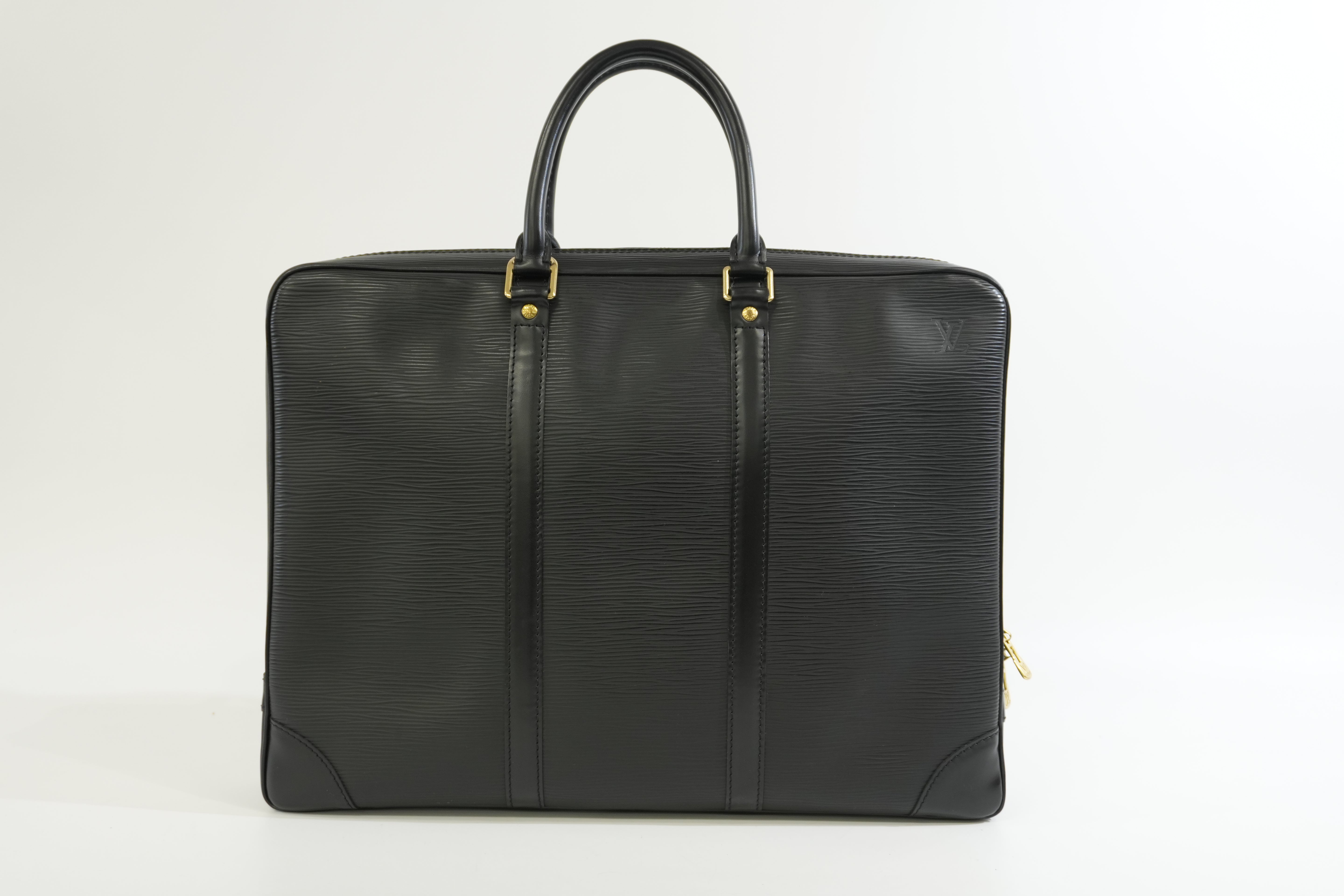 Pre-owned Louis Vuitton Epi Porte Documents Briefcase Black