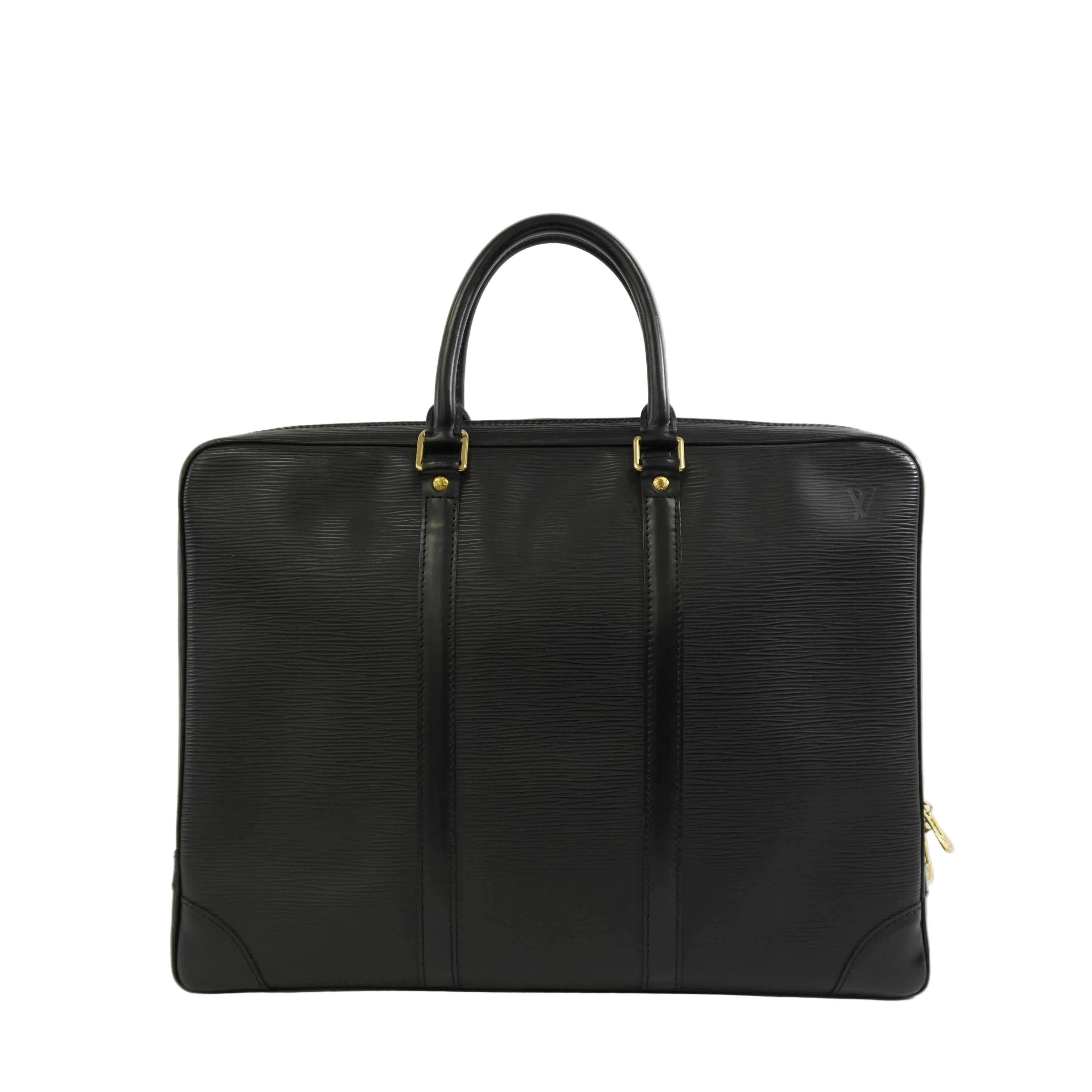 Pre-owned Louis Vuitton Epi Porte Documents Briefcase Black