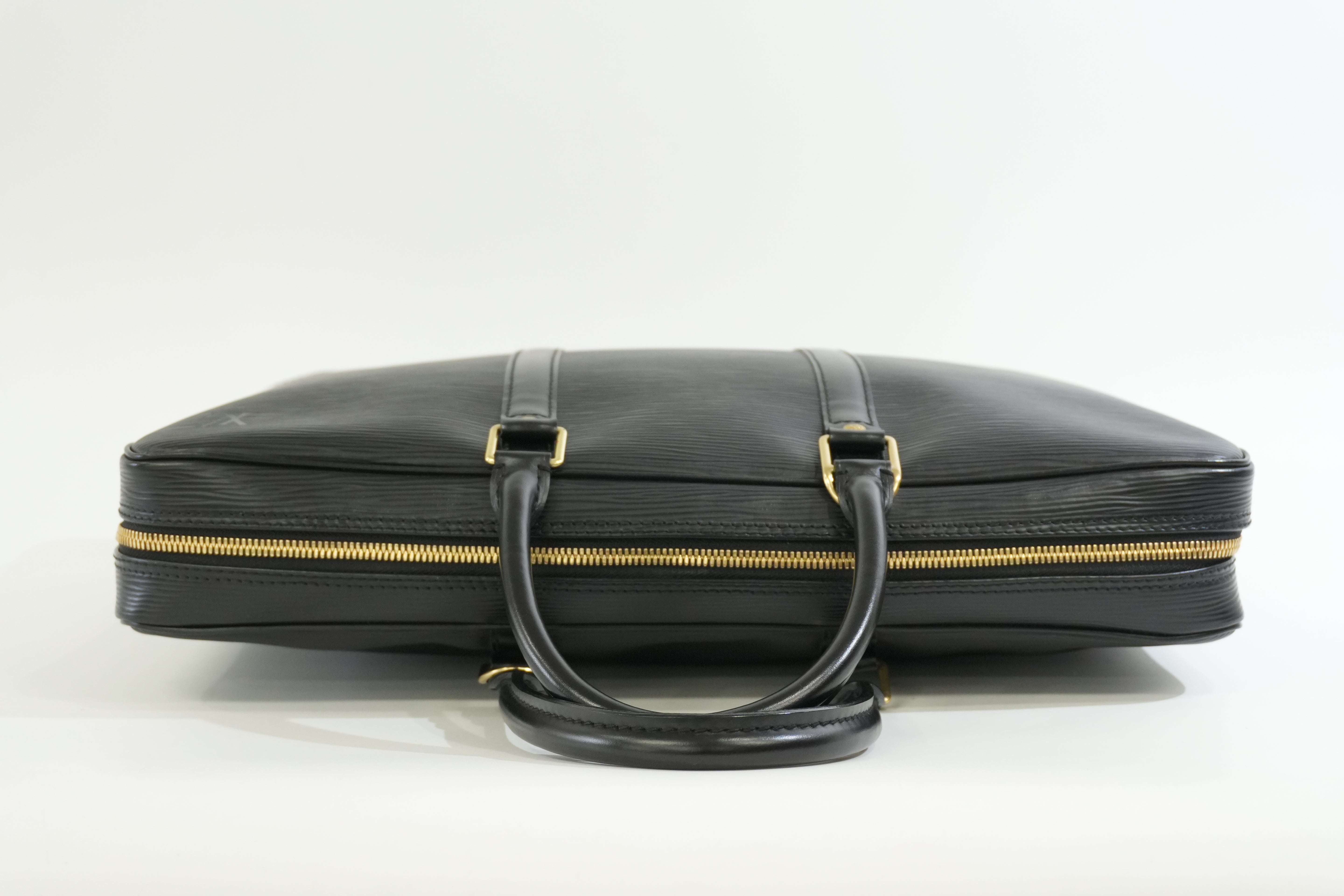 Pre-owned Louis Vuitton Epi Porte Documents Briefcase Black