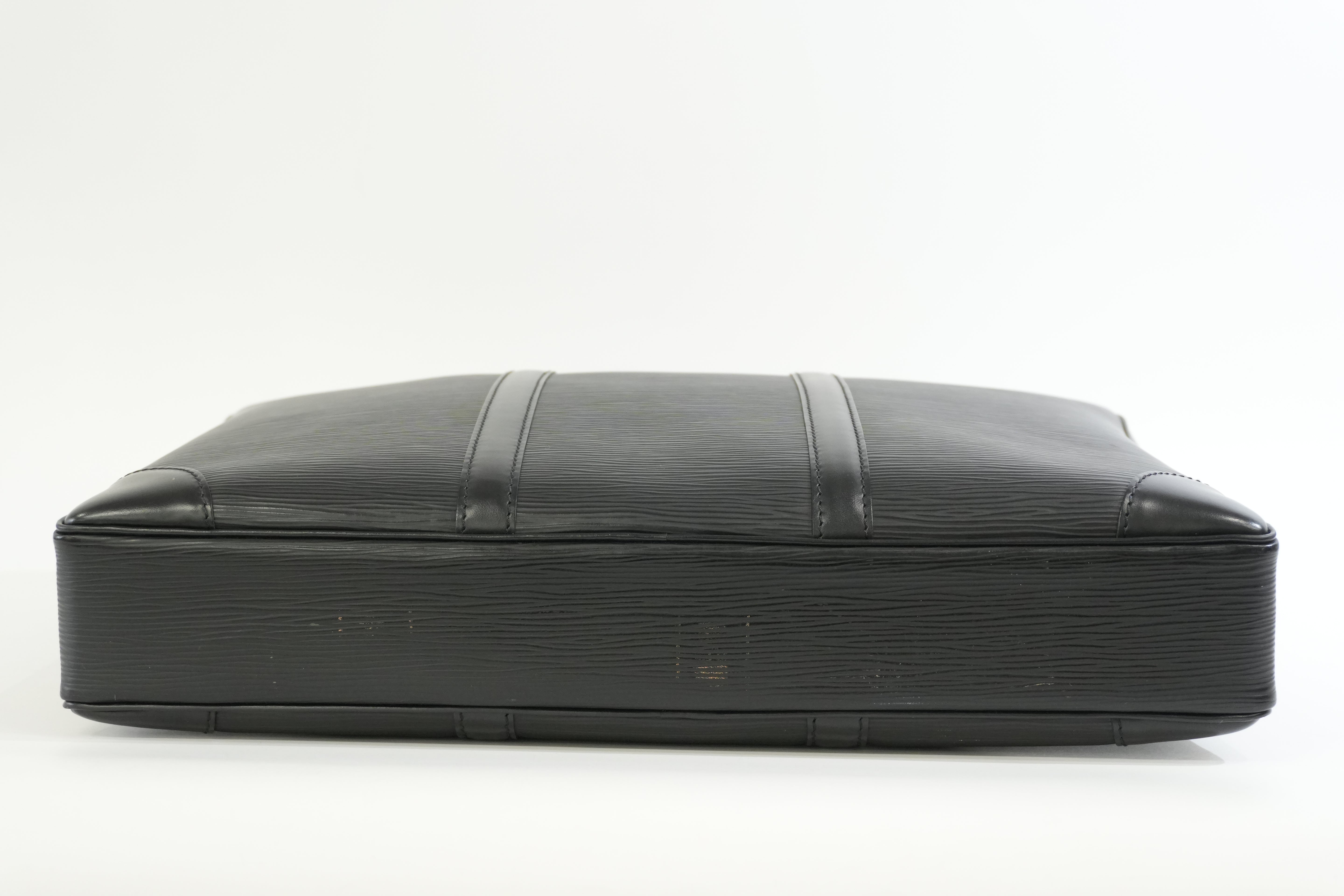 Pre-owned Louis Vuitton Epi Porte Documents Briefcase Black