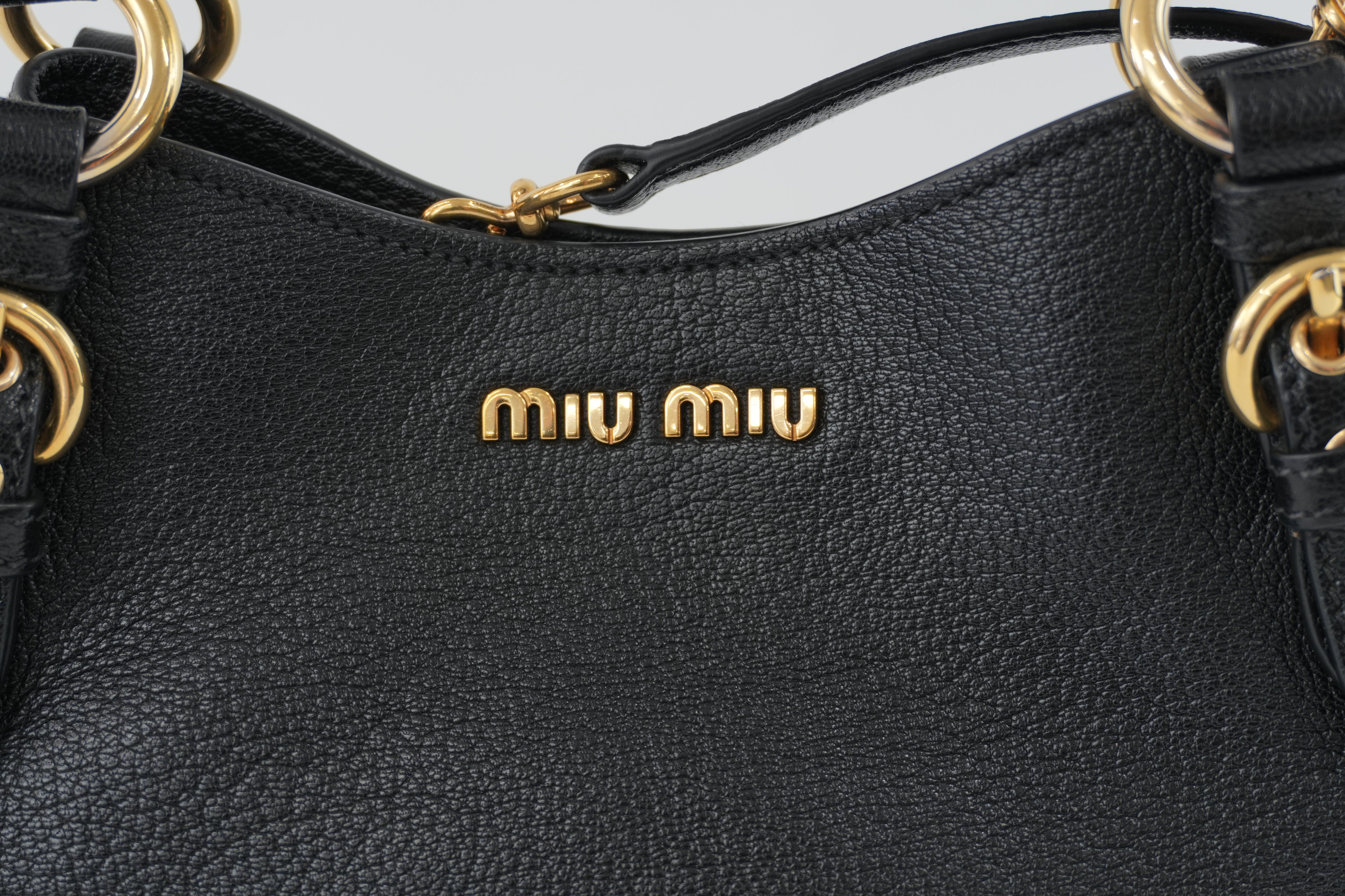 Miumiu Two Way Shoulder Bag Black Leather Used