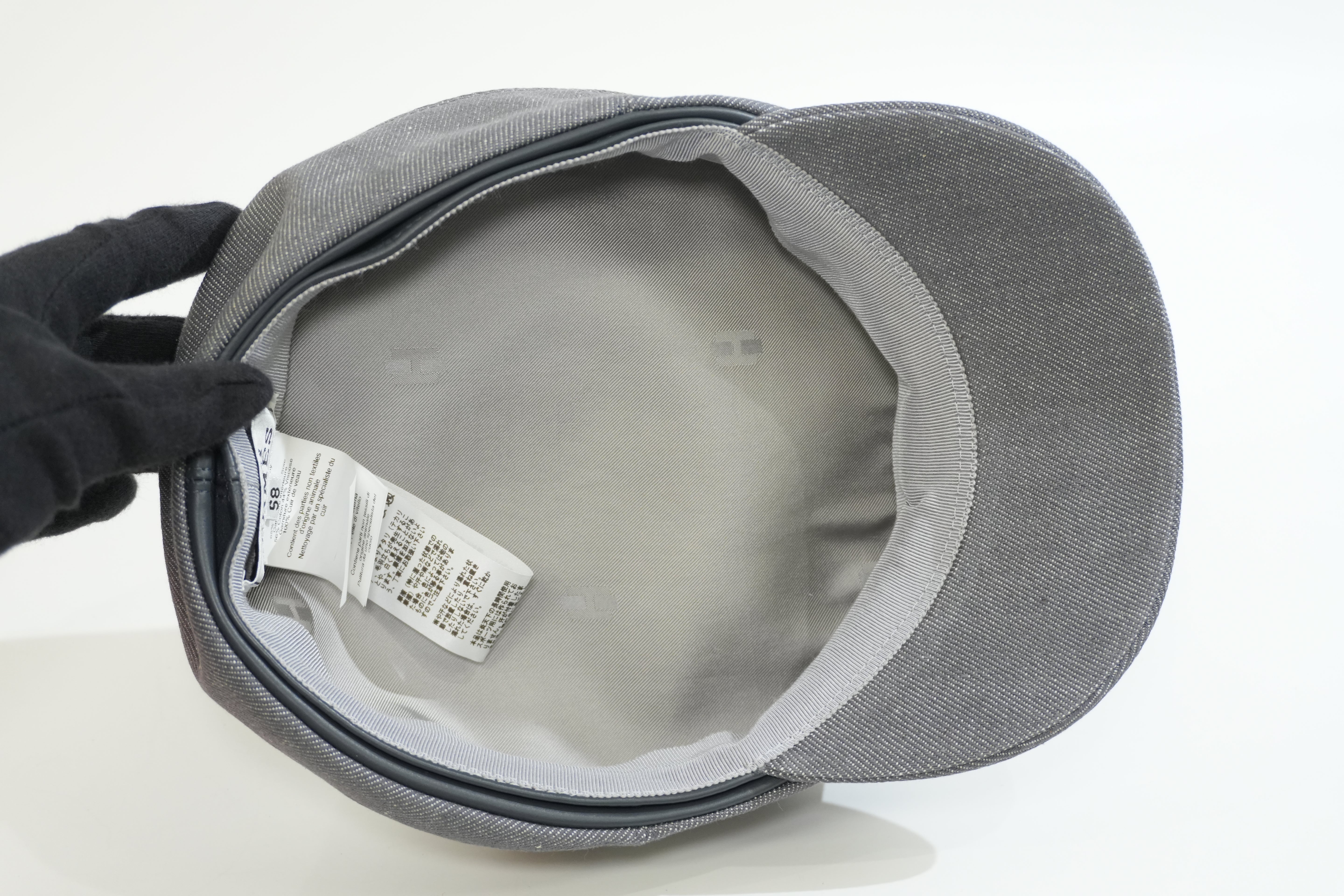 Pre-owned Hermes Cotton saint Honore Avalon stitch Beret Gray