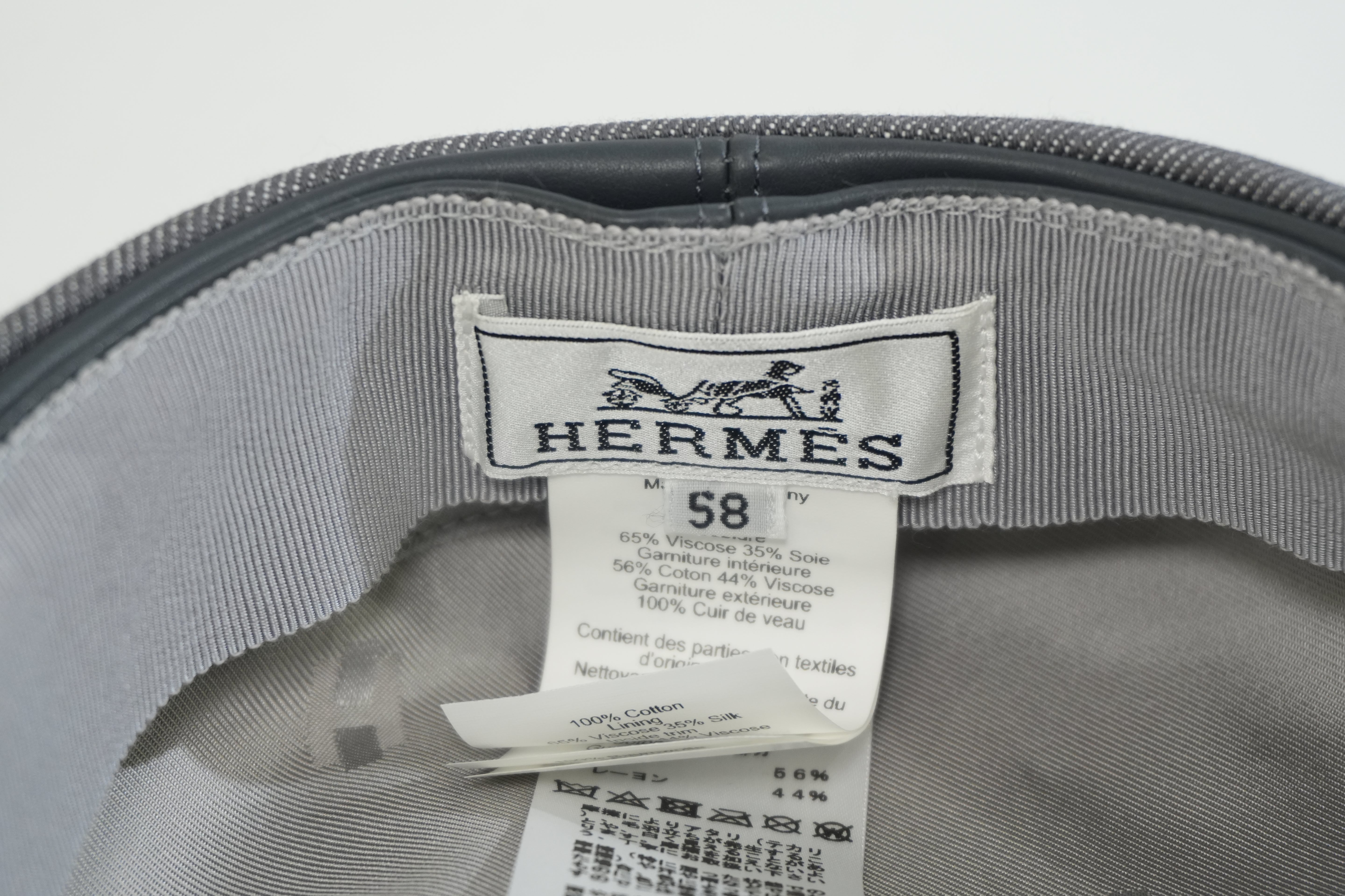 Pre-owned Hermes Cotton saint Honore Avalon stitch Beret Gray