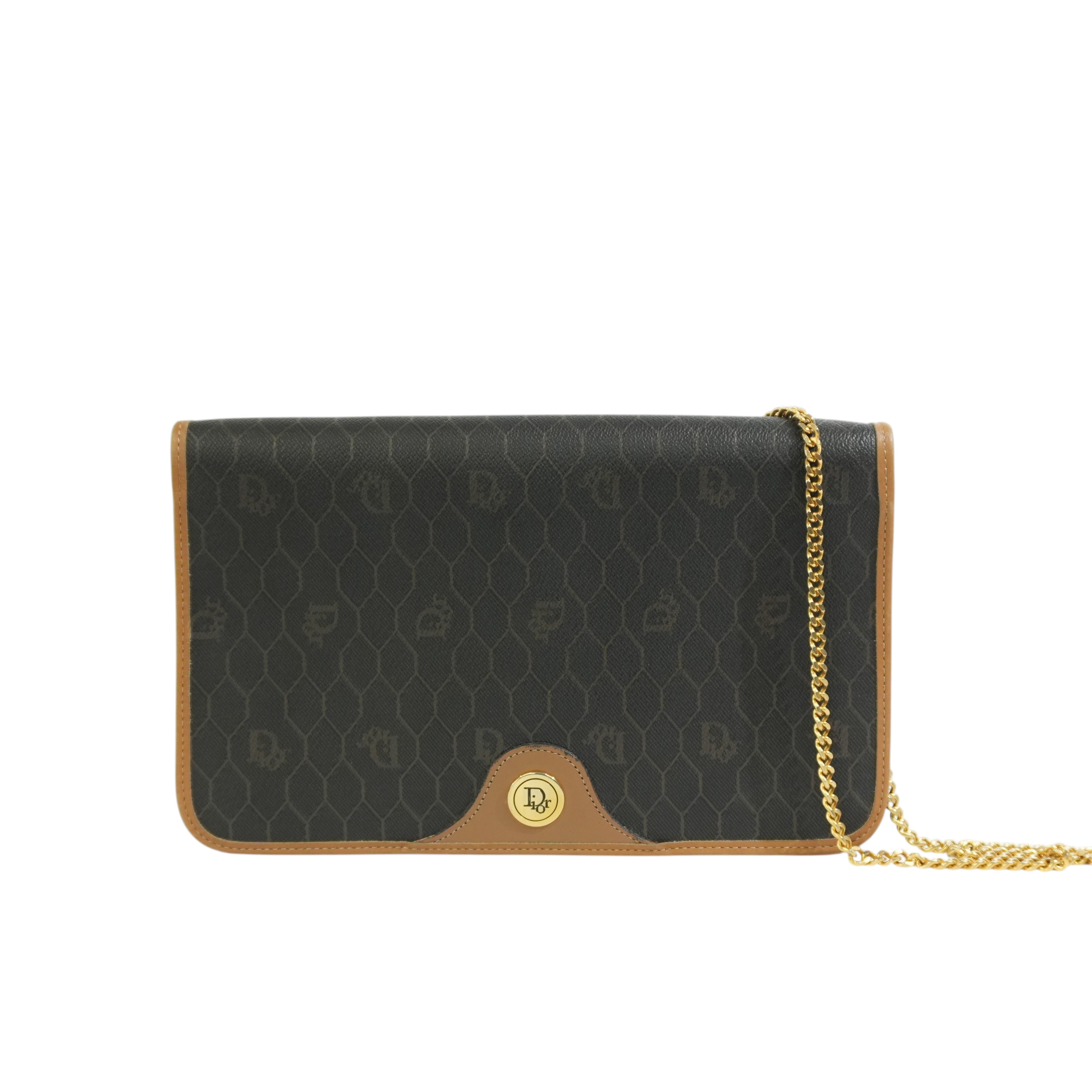 Pre-owned Dior Honeycomb Chain Crossbody Bag Black