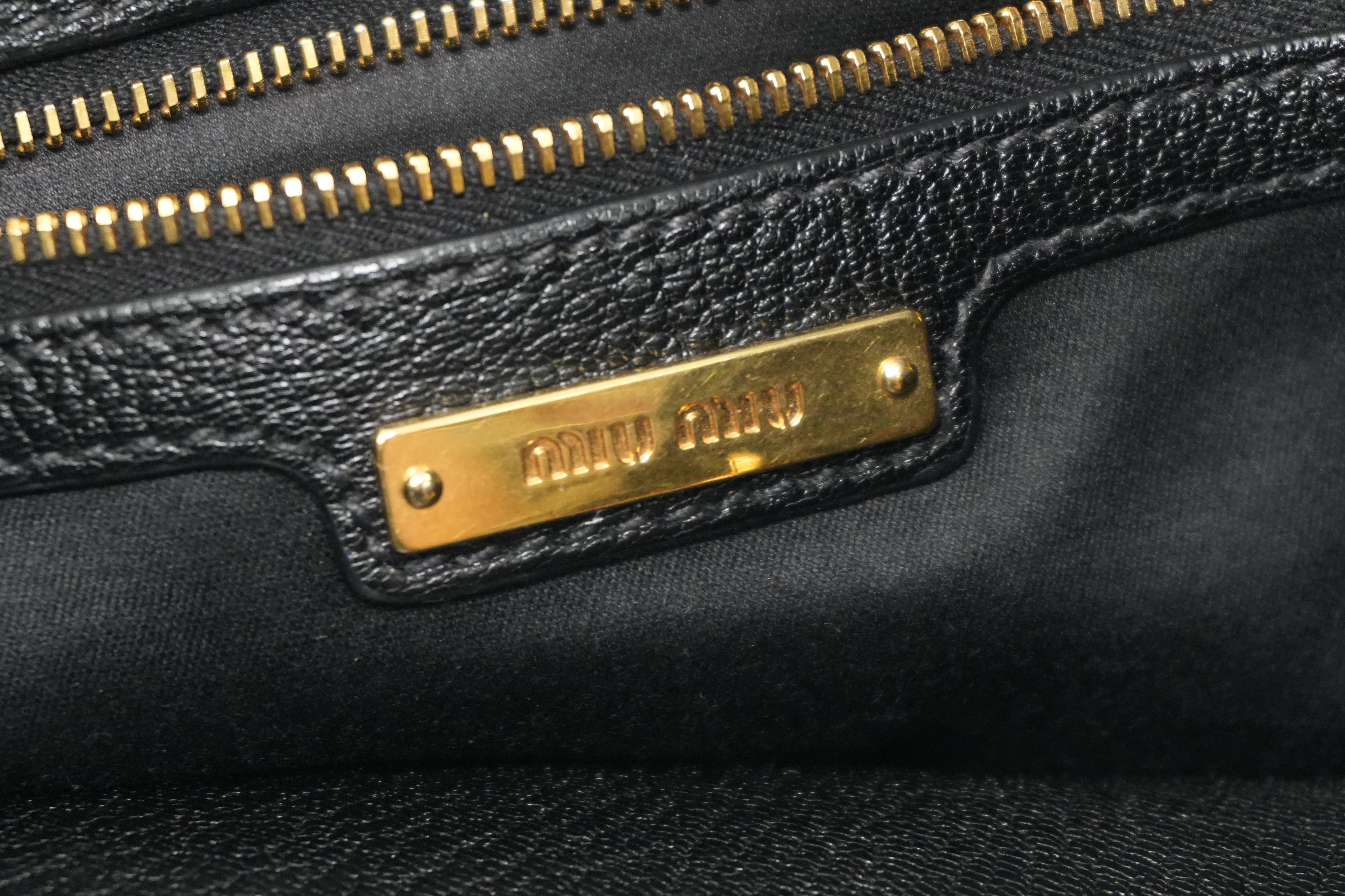 Miumiu Two Way Shoulder Bag Black Leather Used