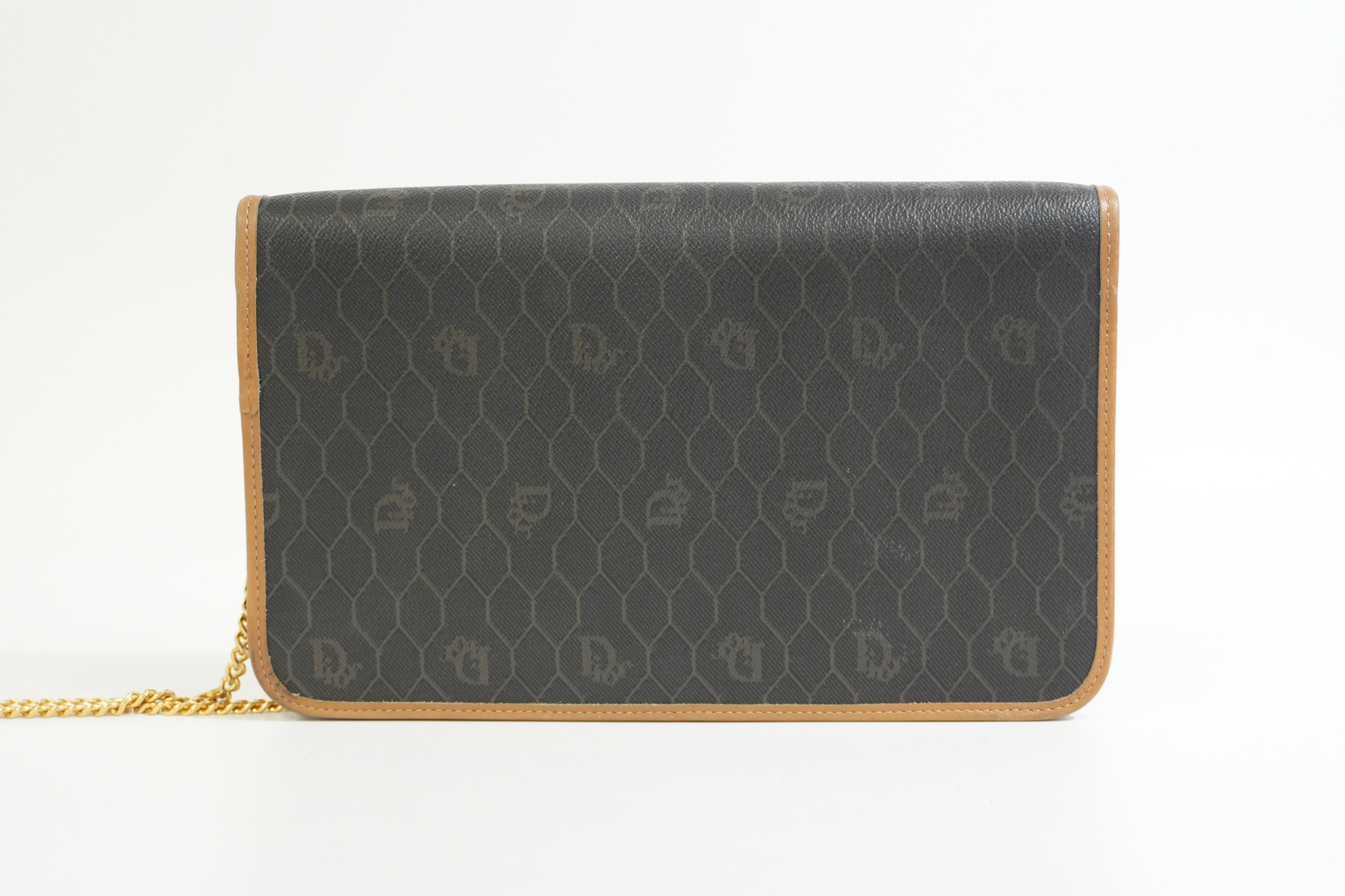 Pre-owned Dior Honeycomb Chain Crossbody Bag Black