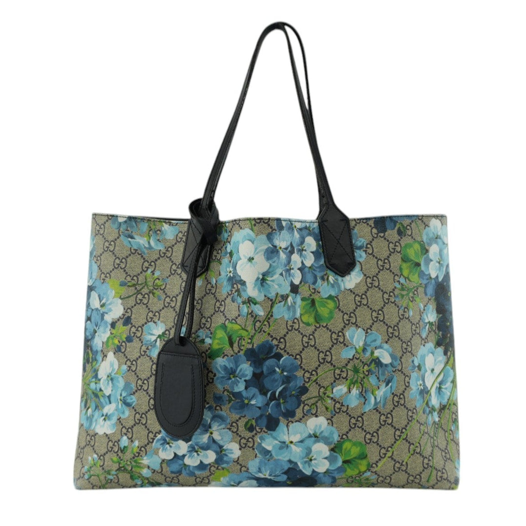 Gucci Blooms Canvas Tote Bag Blue Used