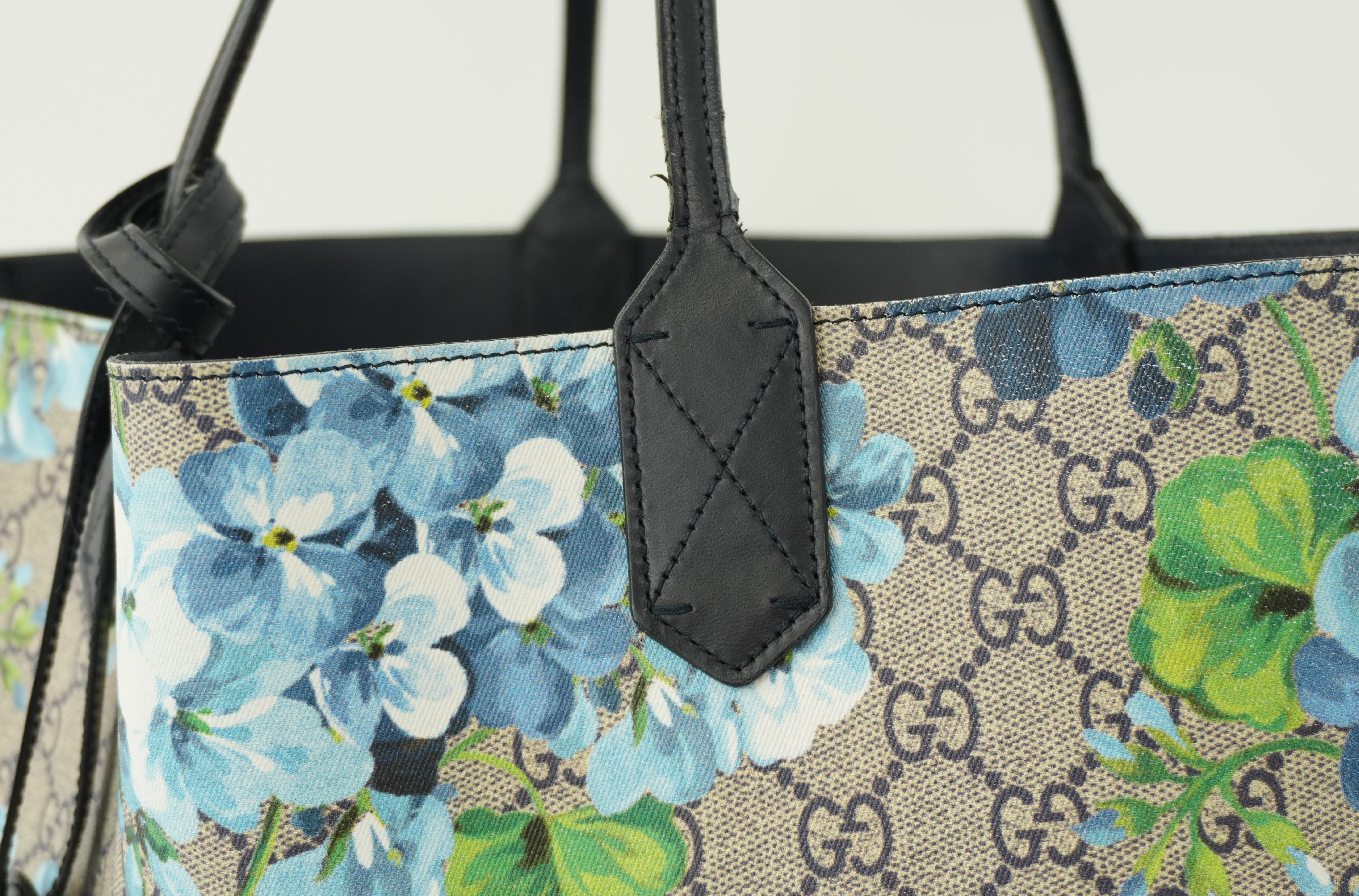 Gucci Blooms Canvas Tote Bag Blue Used