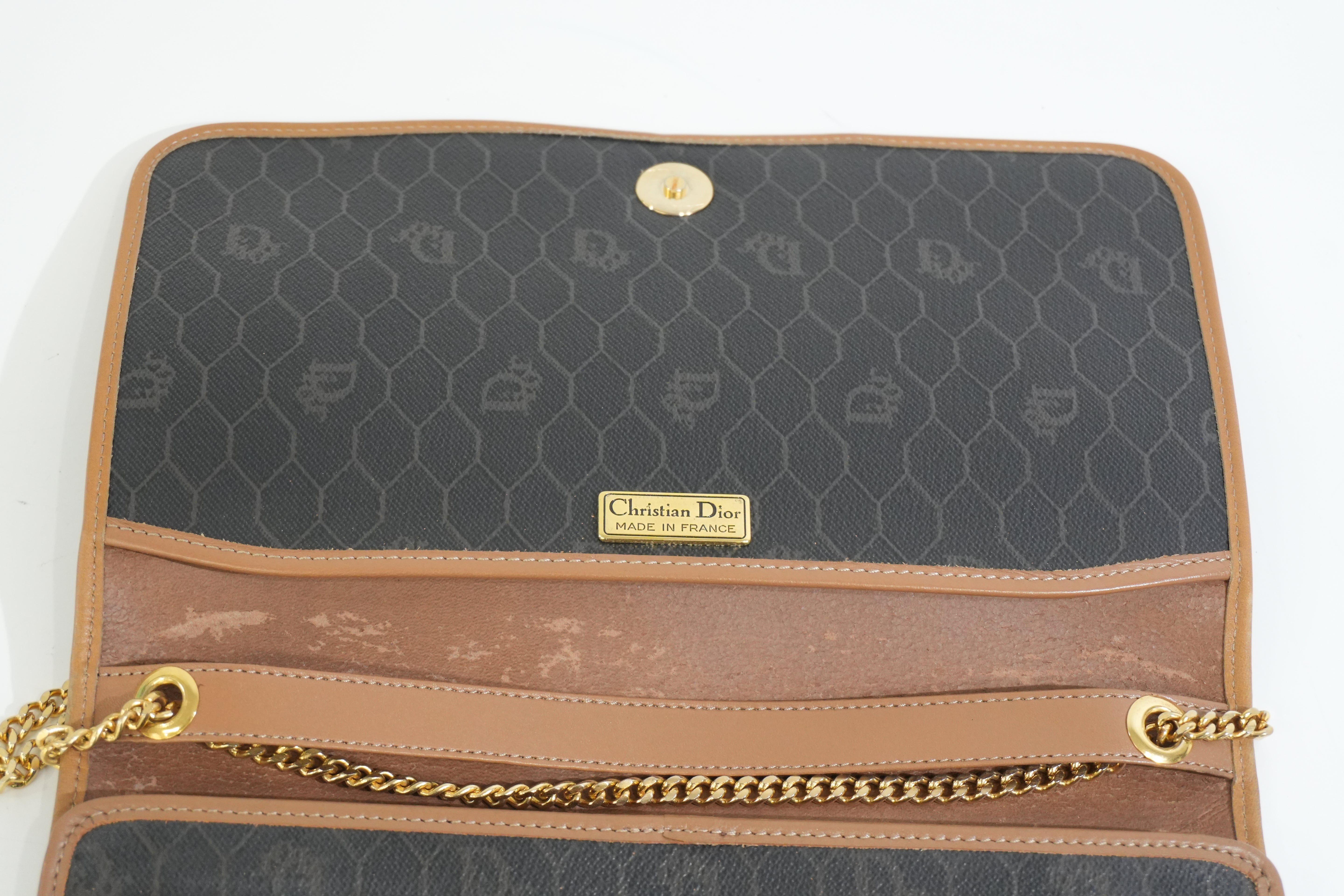 Pre-owned Dior Honeycomb Chain Crossbody Bag Black