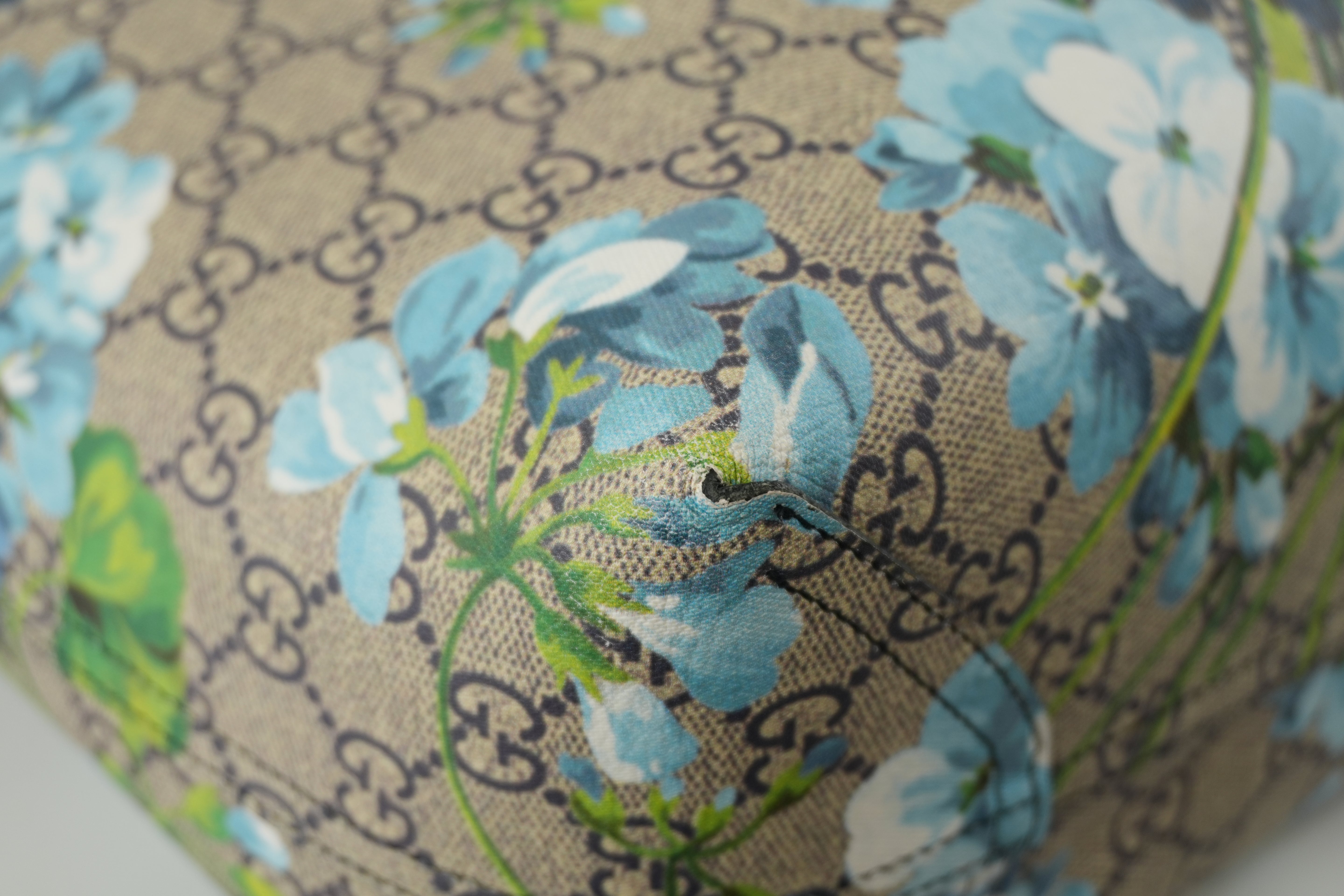 Gucci Blooms Canvas Tote Bag Blue Used