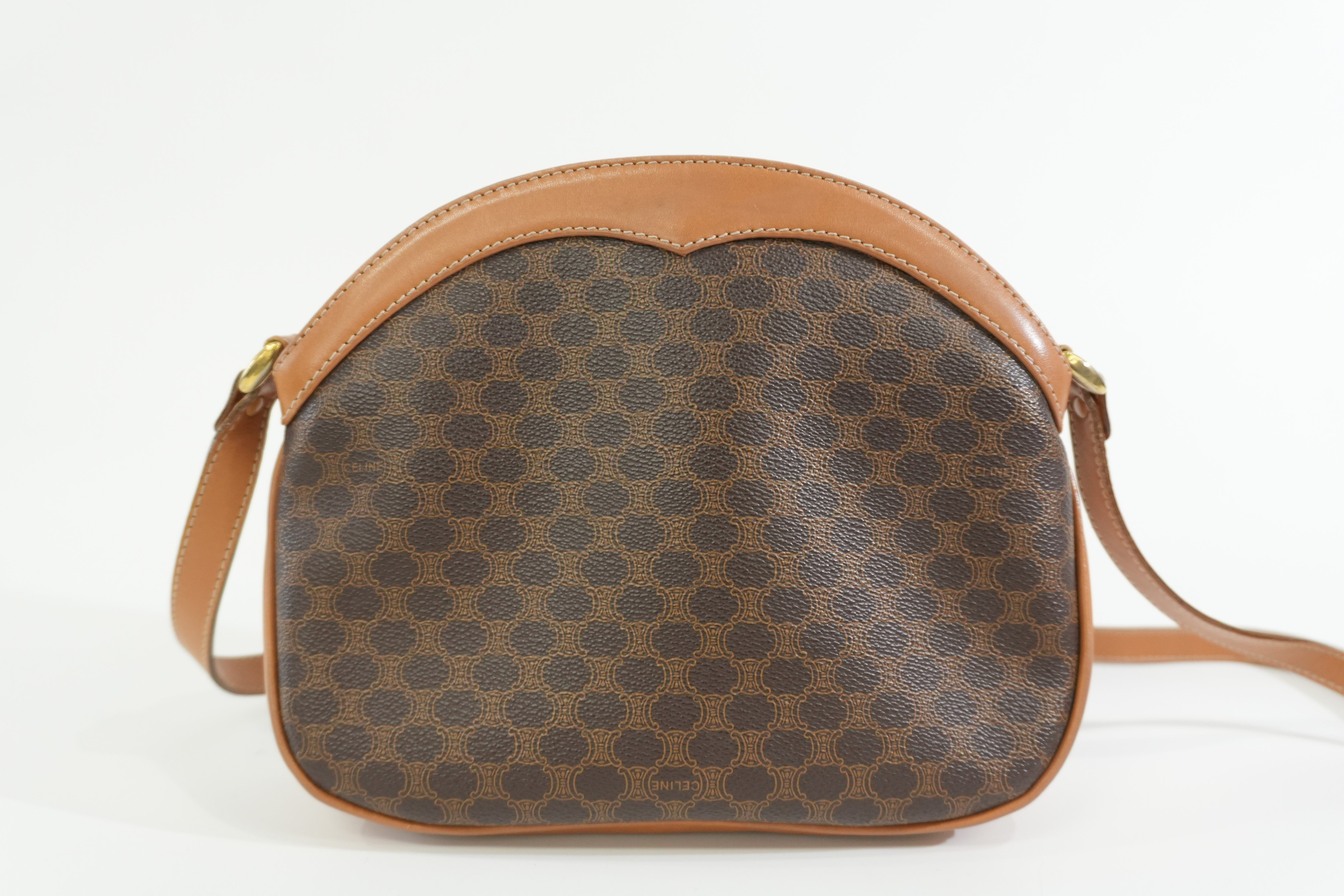 Pre-owned Celine Macadam Shoulder Bag Brown