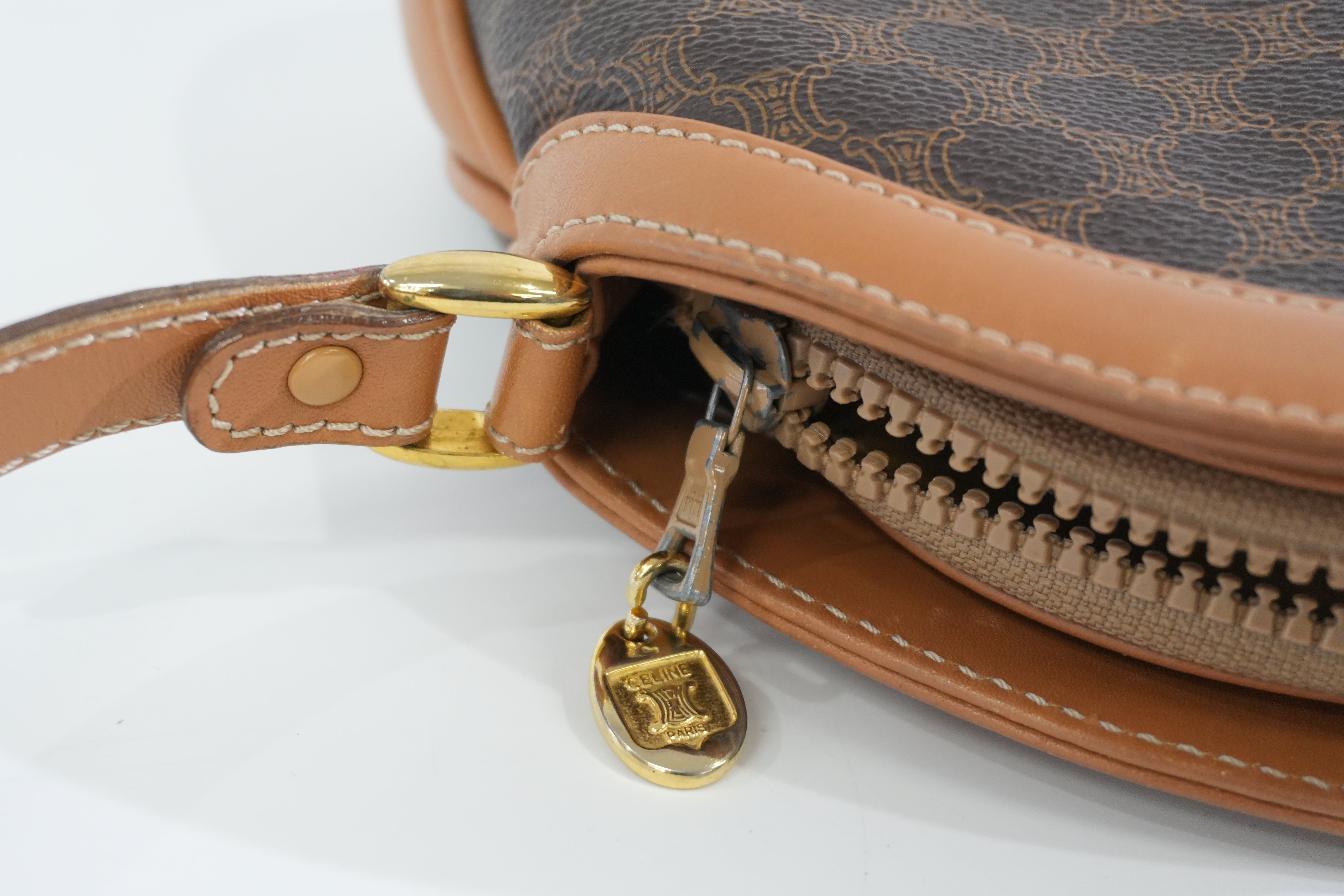 Pre-owned Celine Macadam Shoulder Bag Brown