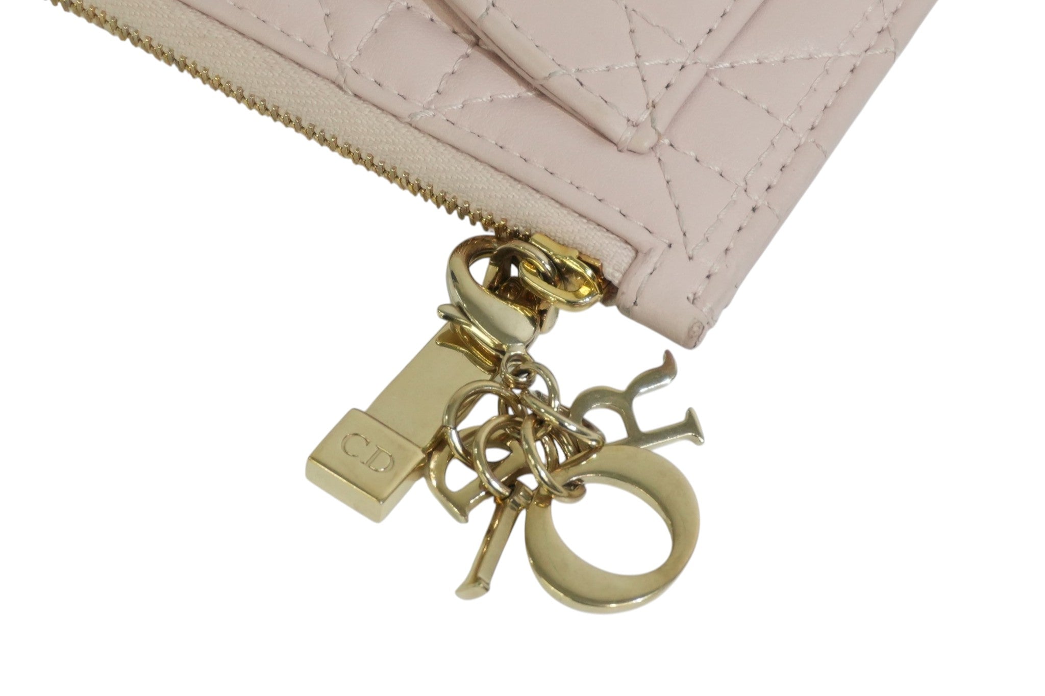 Pre-owned Dior Coin and Card Case Pink