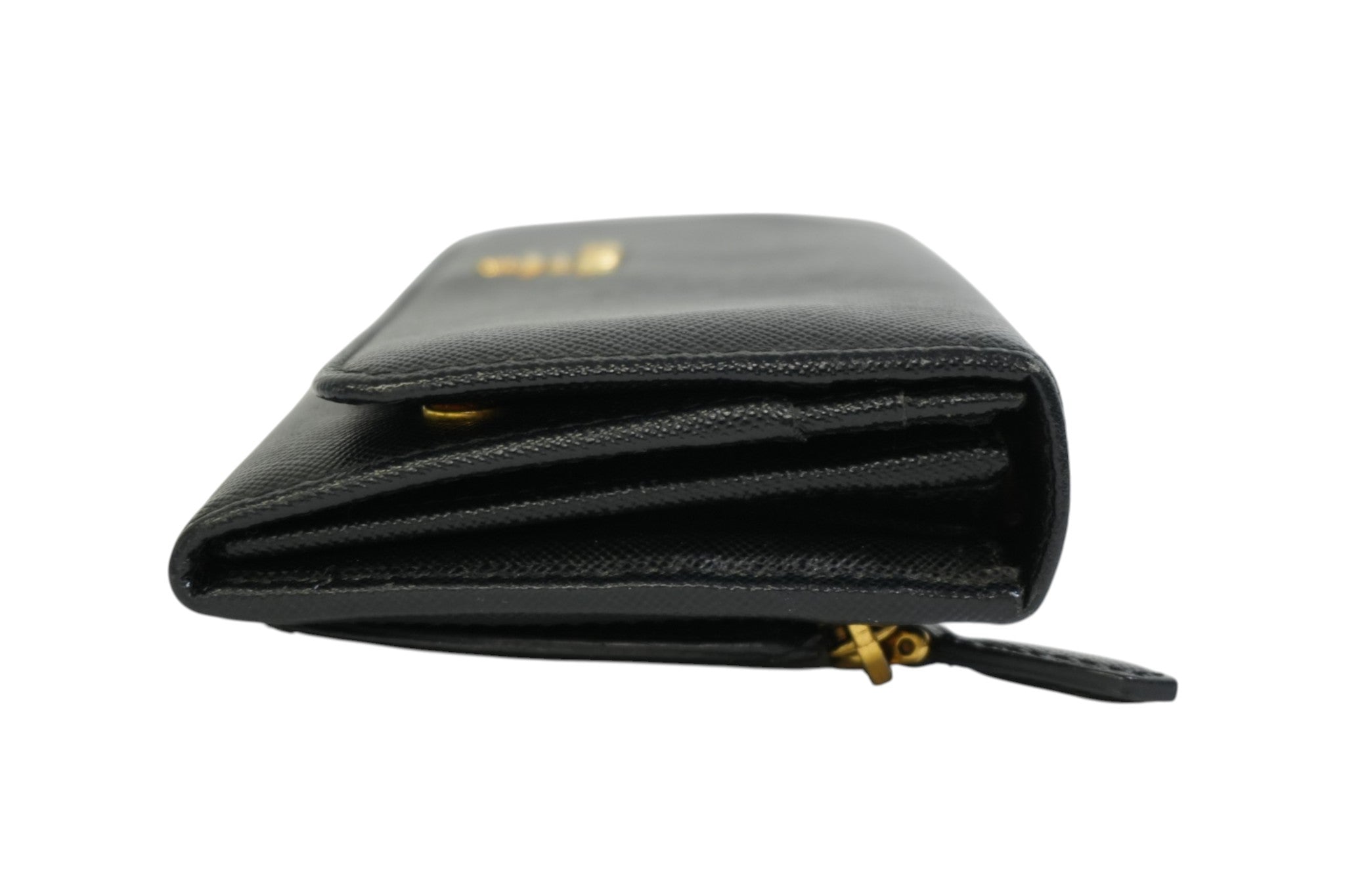 Pre-owned Prada Saffiano Long Wallet Black