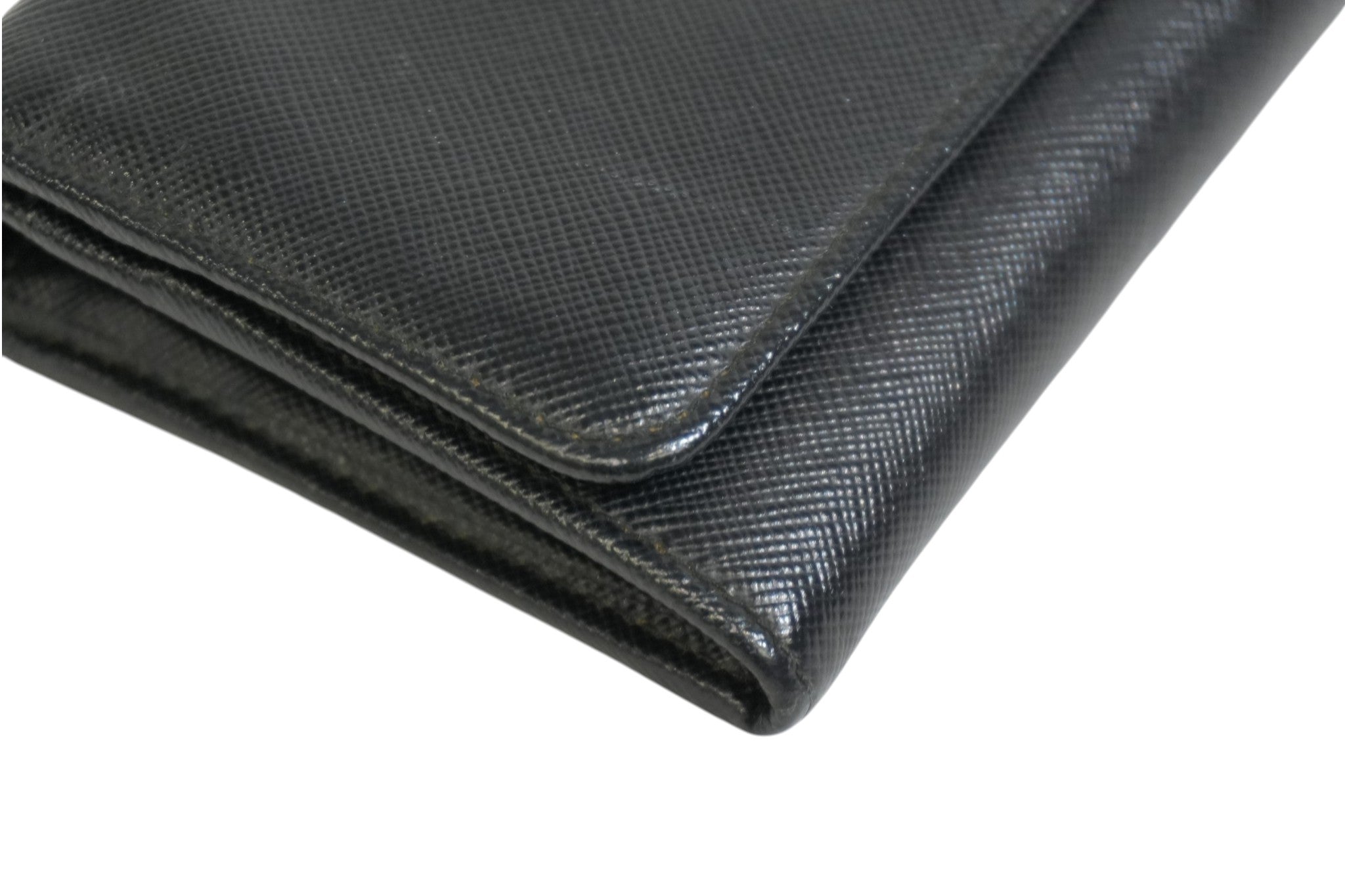 Pre-owned Prada Saffiano Long Wallet Black