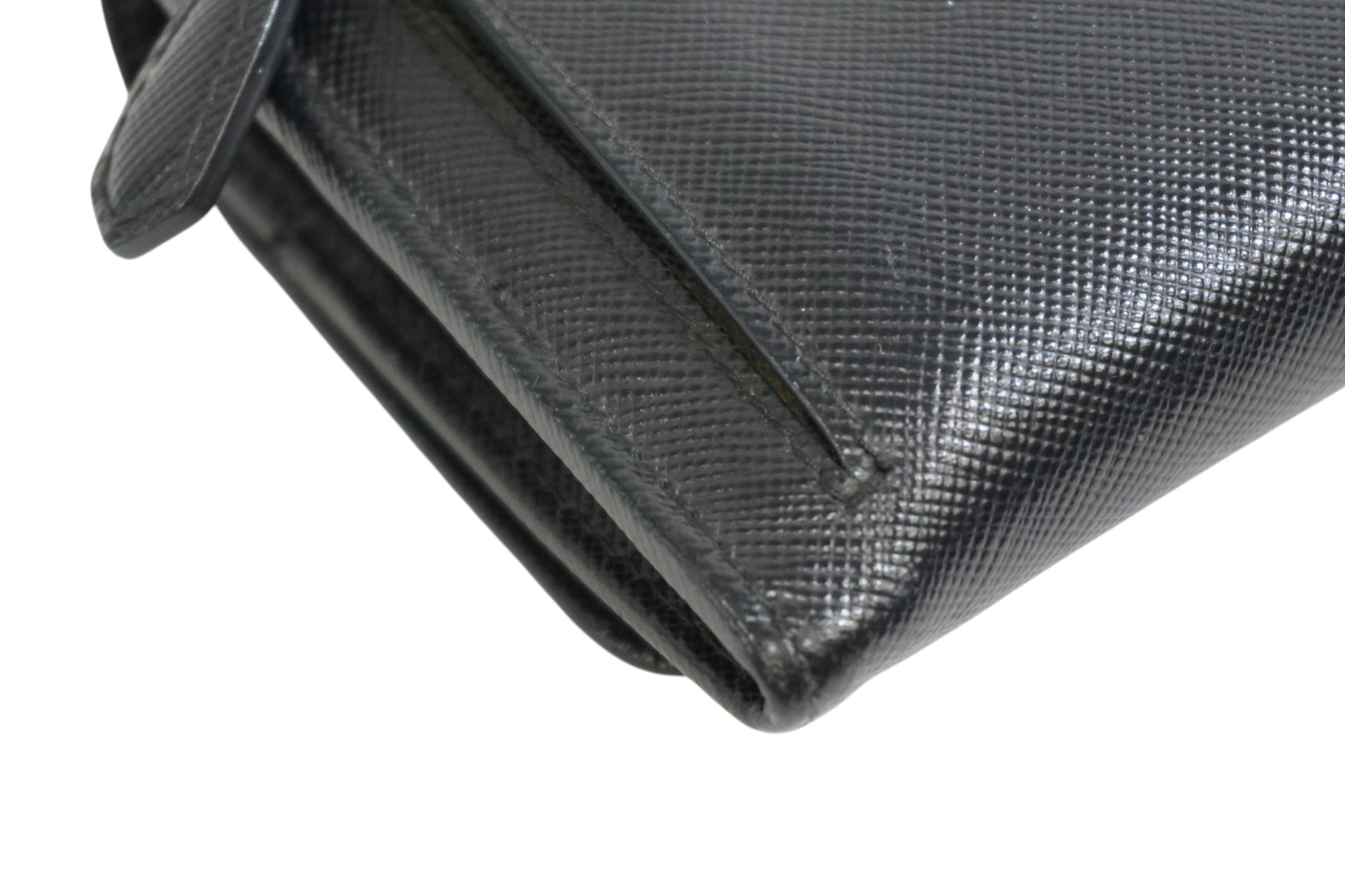 Pre-owned Prada Saffiano Long Wallet Black