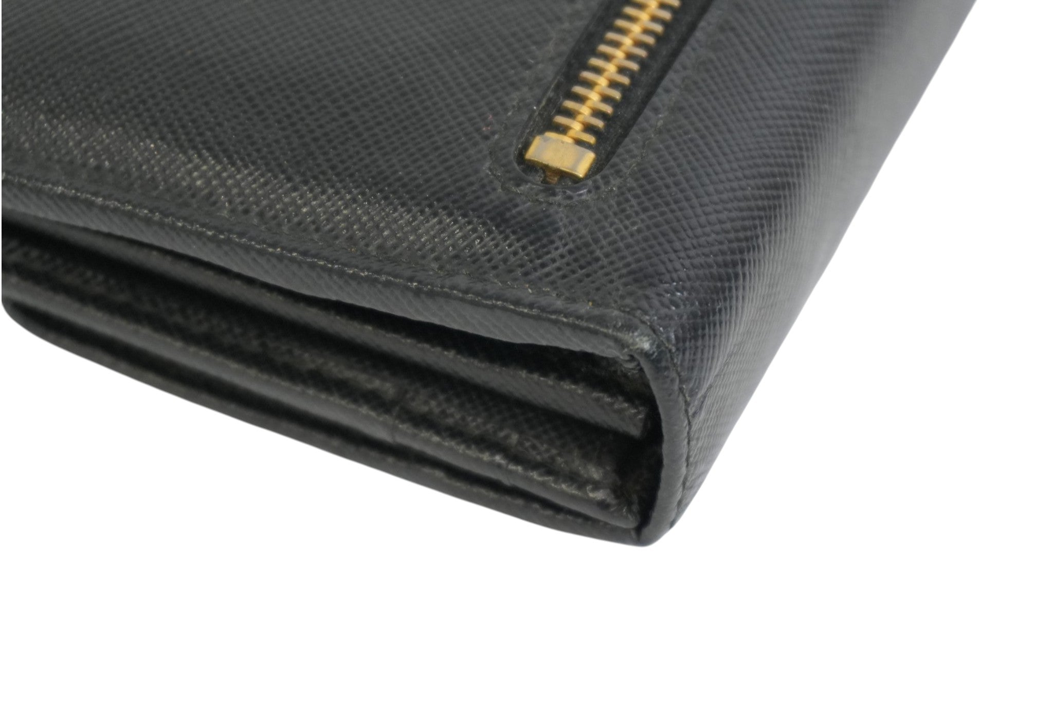 Pre-owned Prada Saffiano Long Wallet Black
