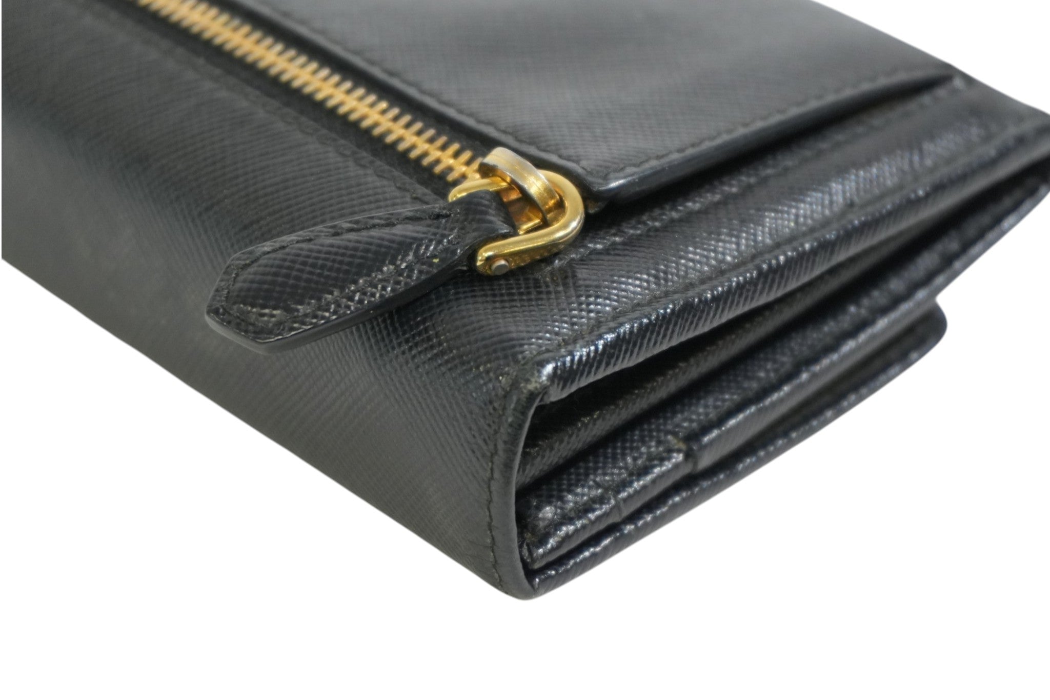 Pre-owned Prada Saffiano Long Wallet Black