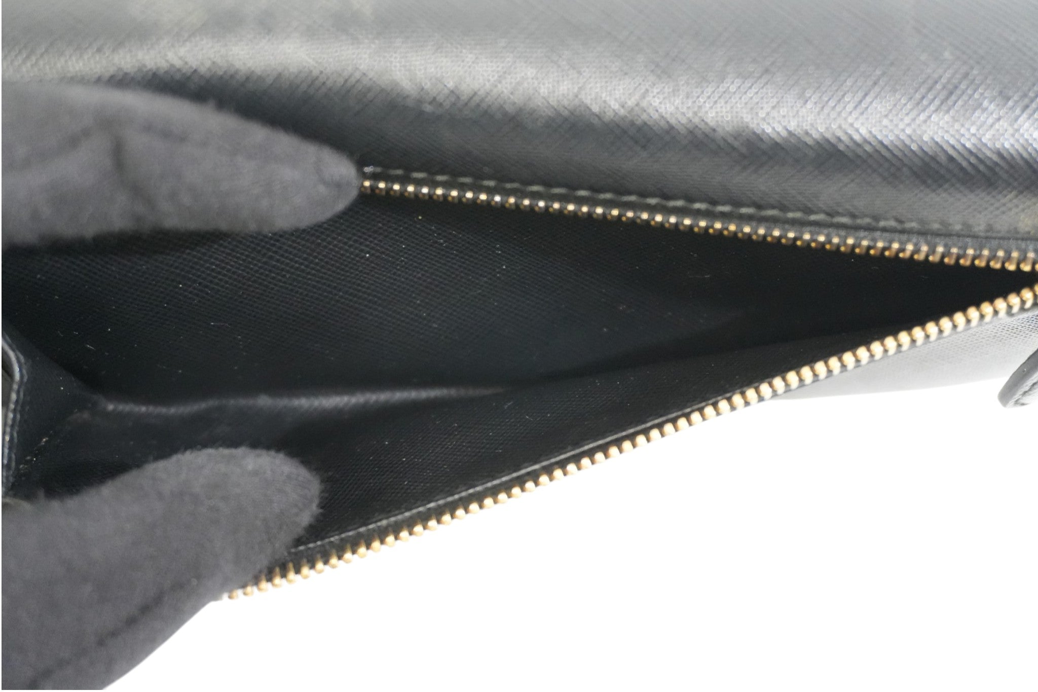 Pre-owned Prada Saffiano Long Wallet Black