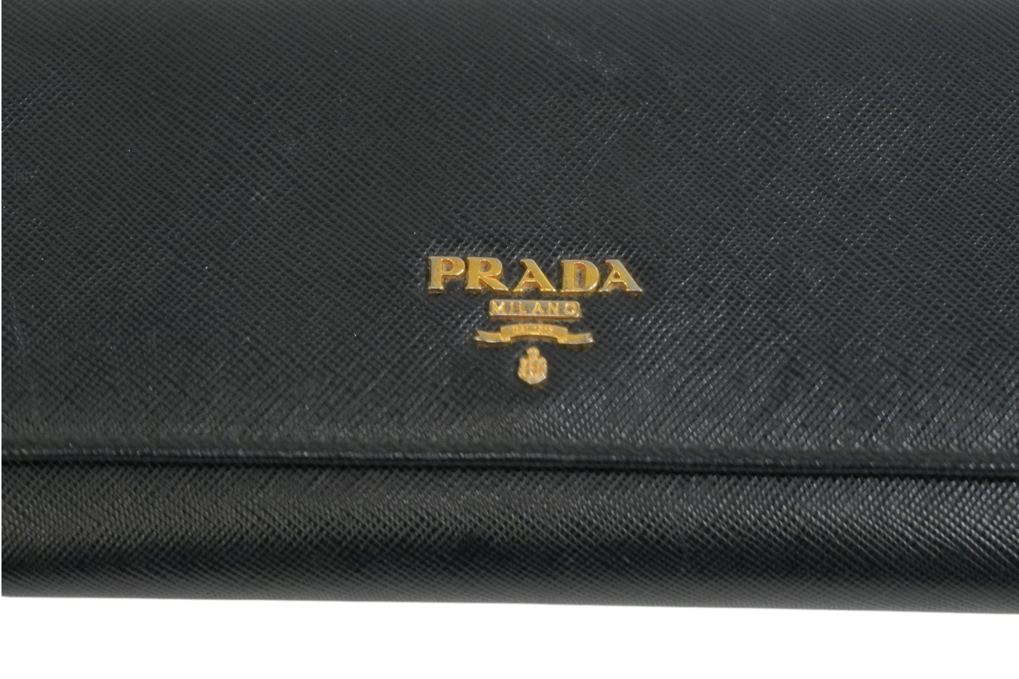 Pre-owned Prada Saffiano Long Wallet Black