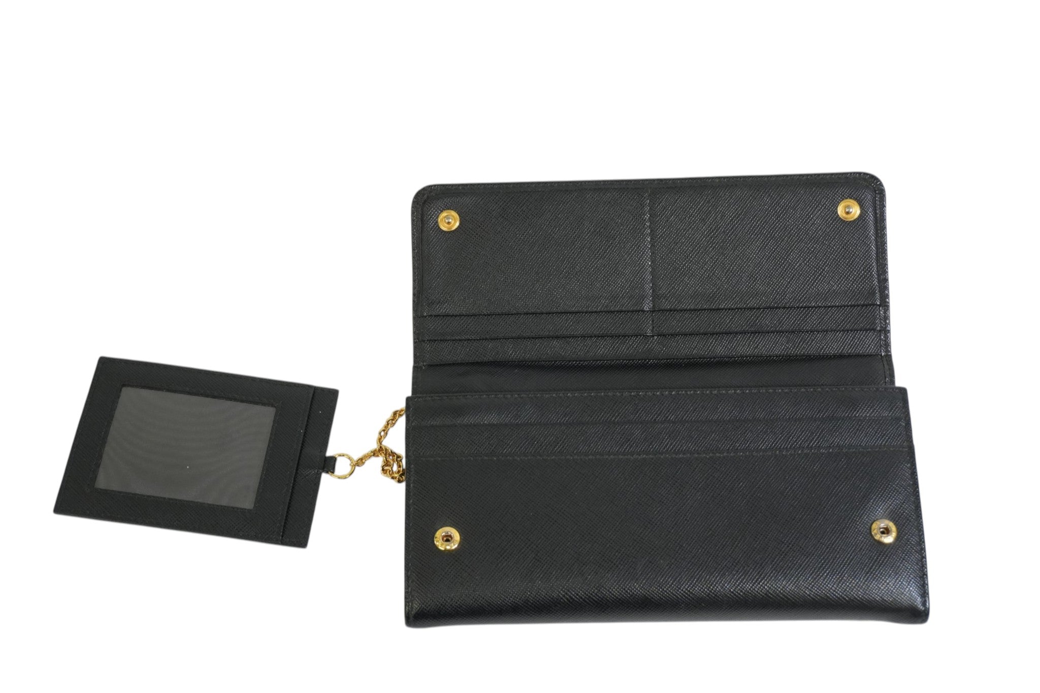 Pre-owned Prada Saffiano Long Wallet Black