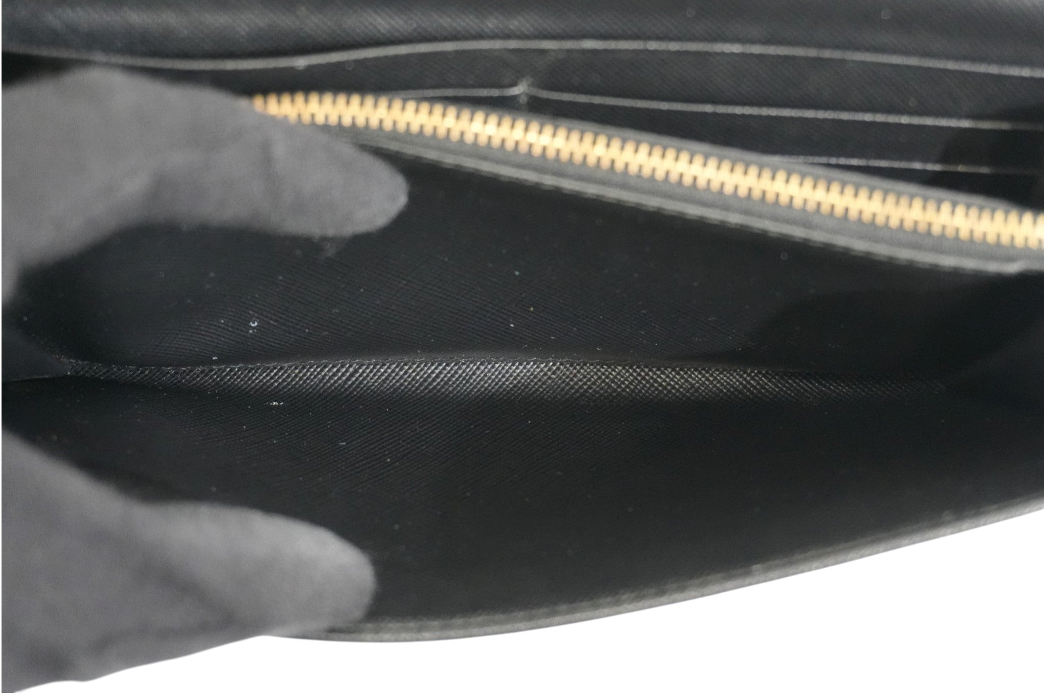 Pre-owned Prada Saffiano Long Wallet Black