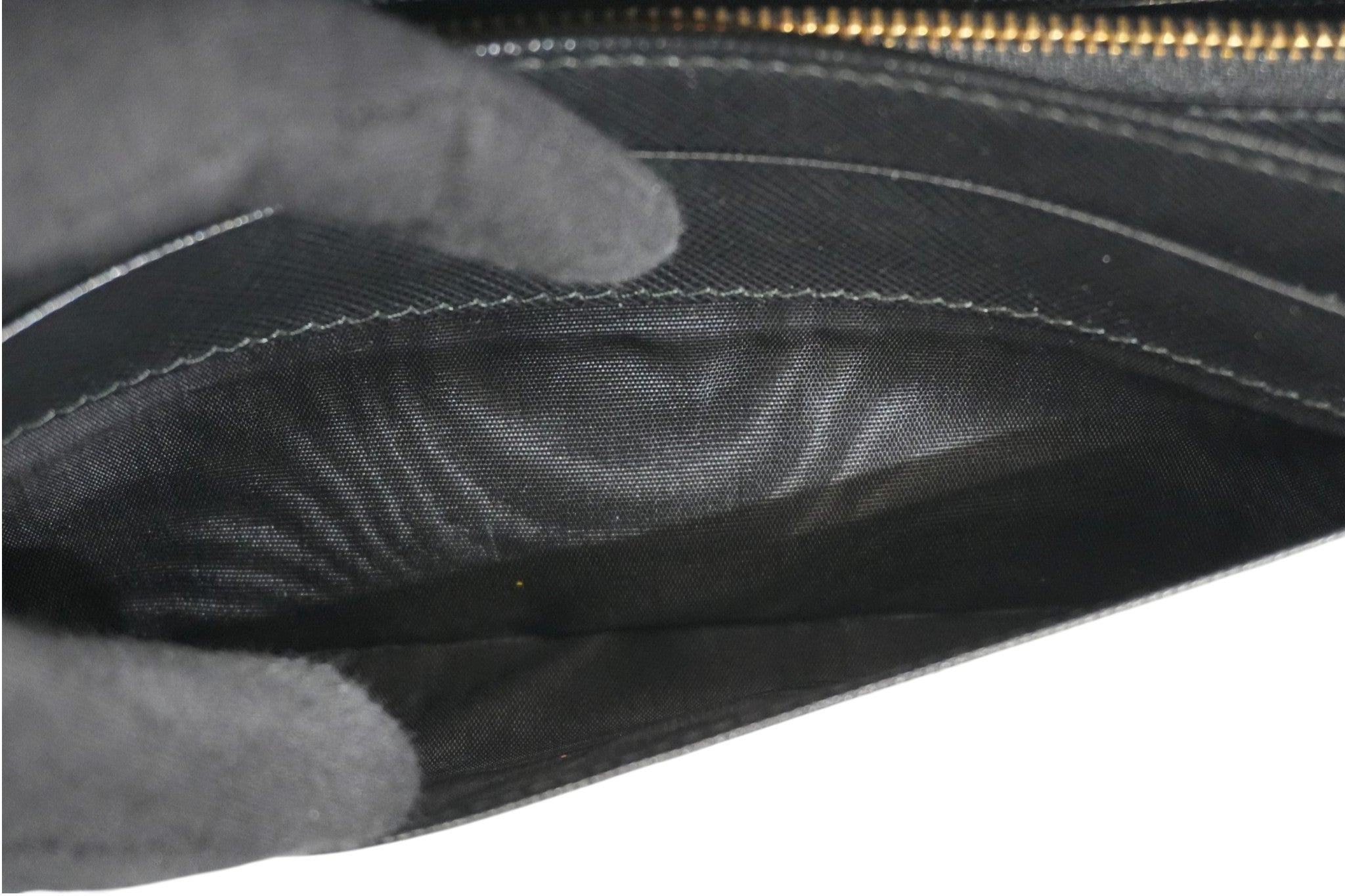 Pre-owned Prada Saffiano Long Wallet Black