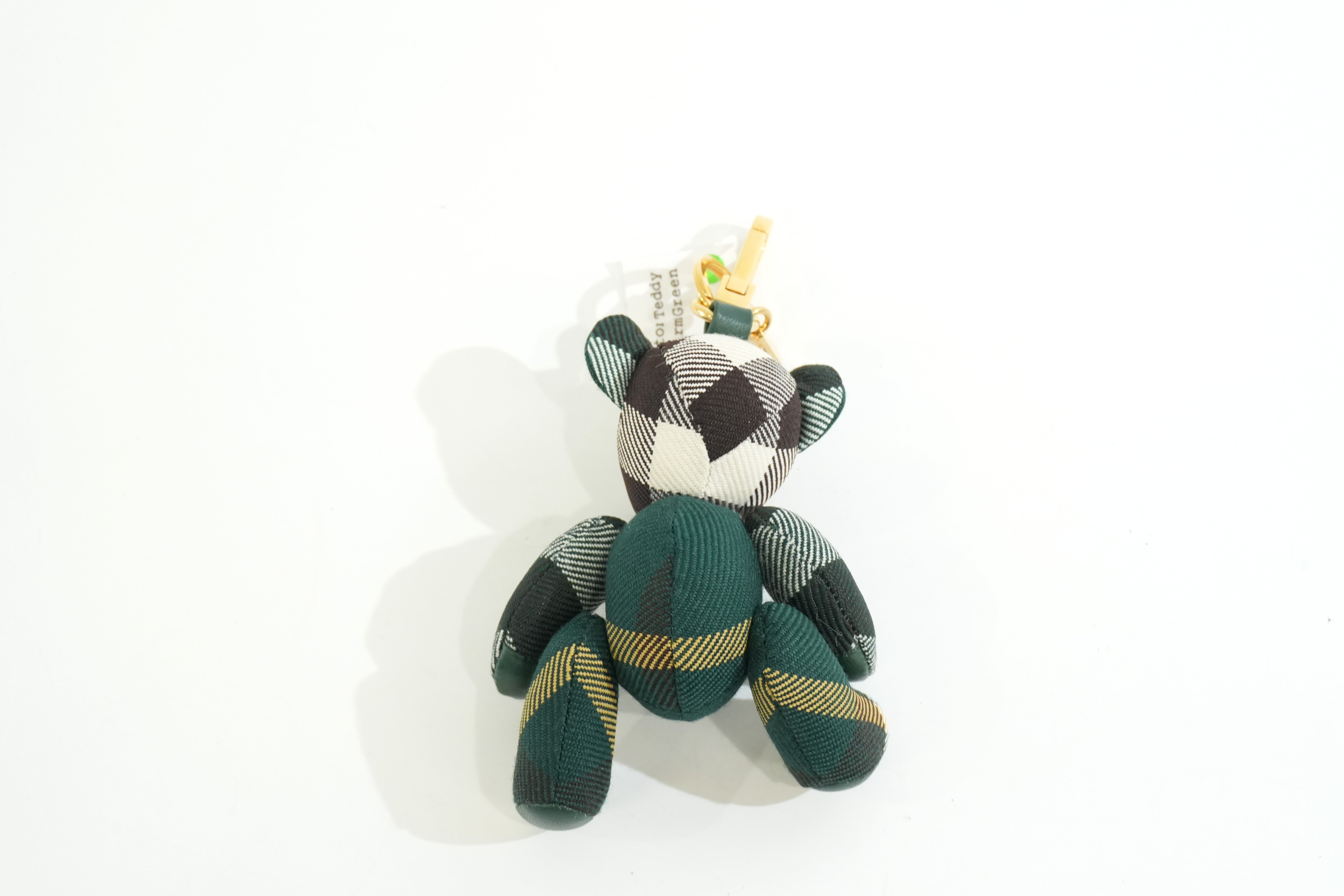 Pre-owned Burberry Teddy Bear Bag Charm Green
