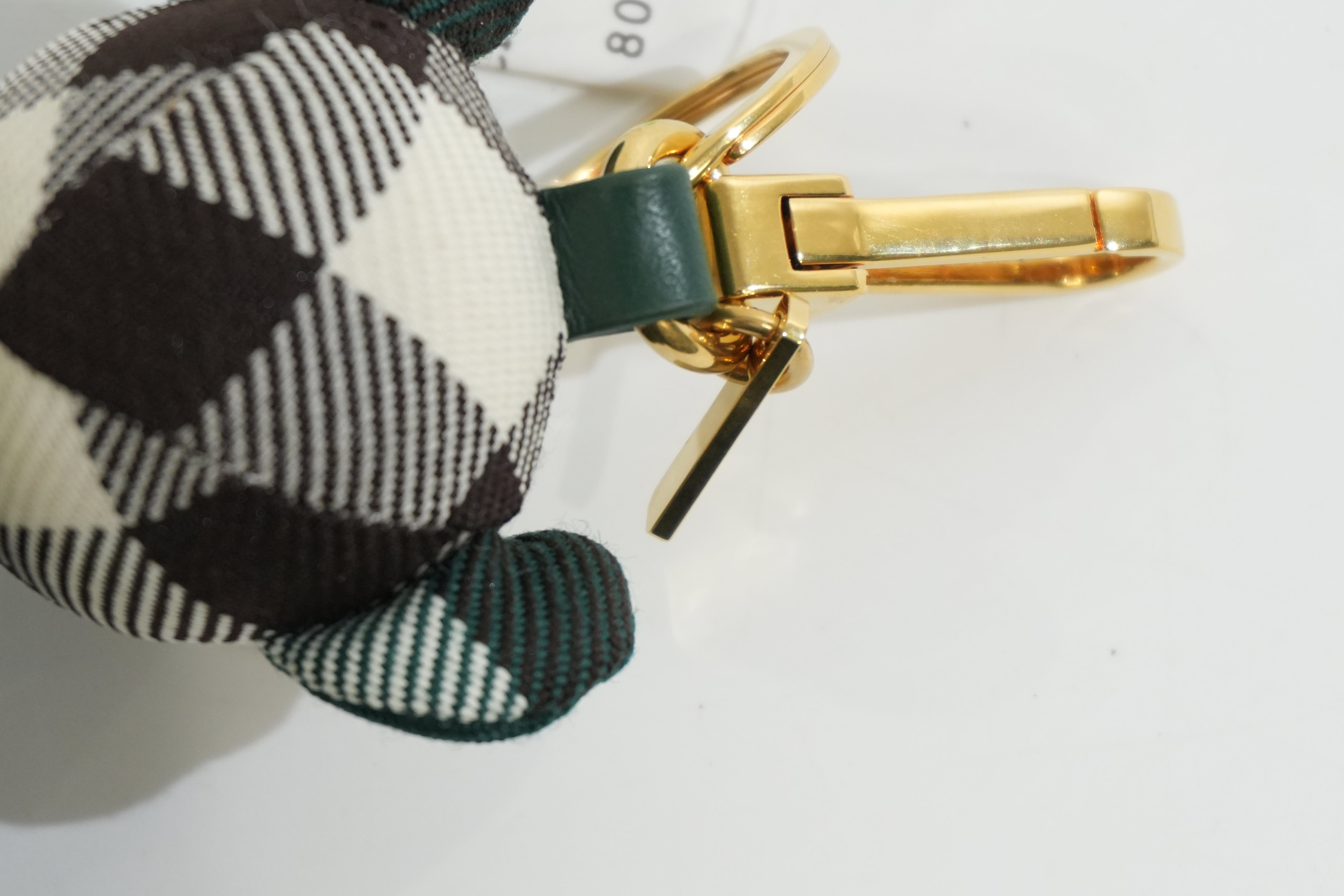 Pre-owned Burberry Teddy Bear Bag Charm Green