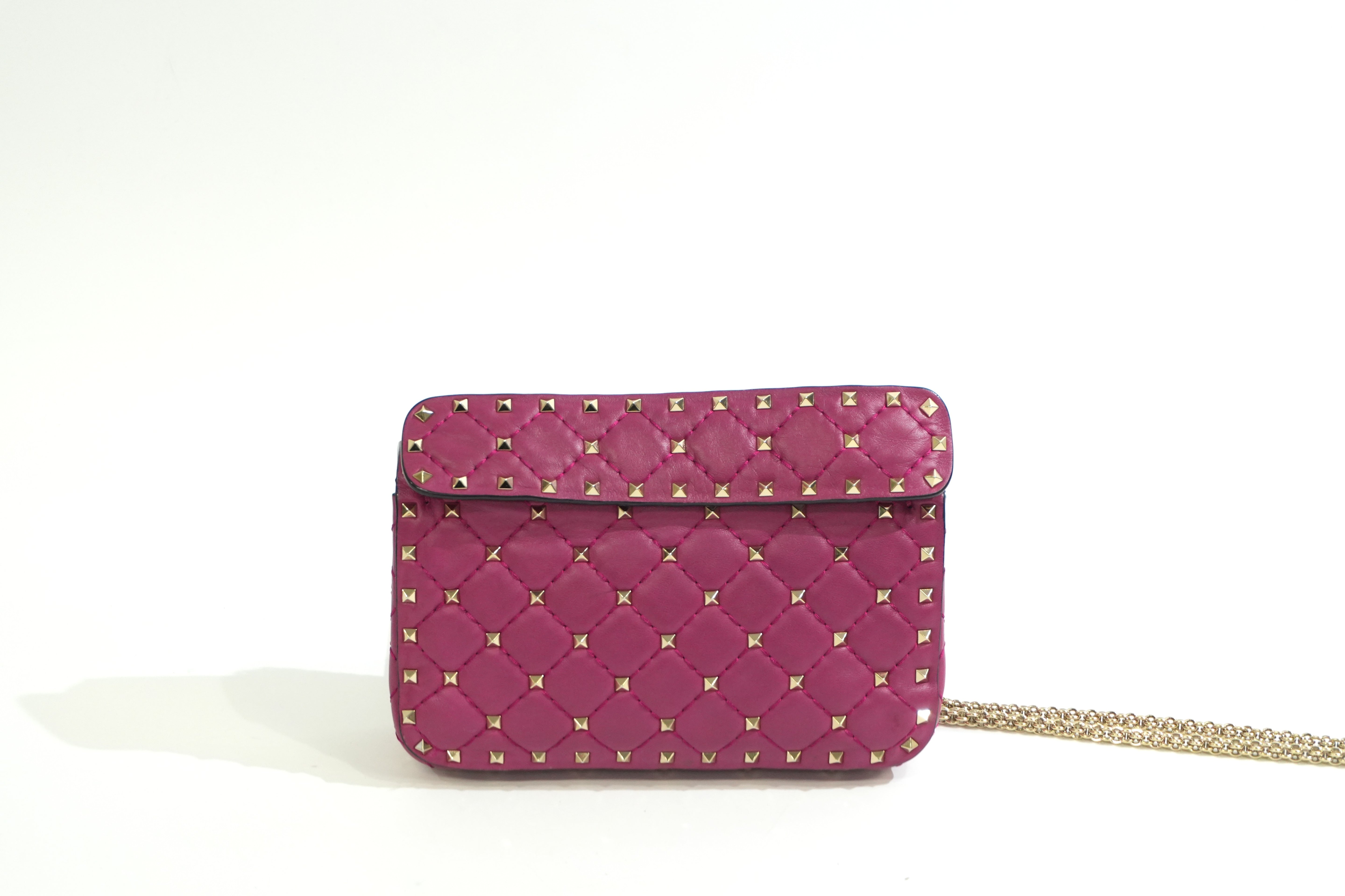 Pre-owned Valentino Calfskin Leather Studs Shoulder Bag Pink