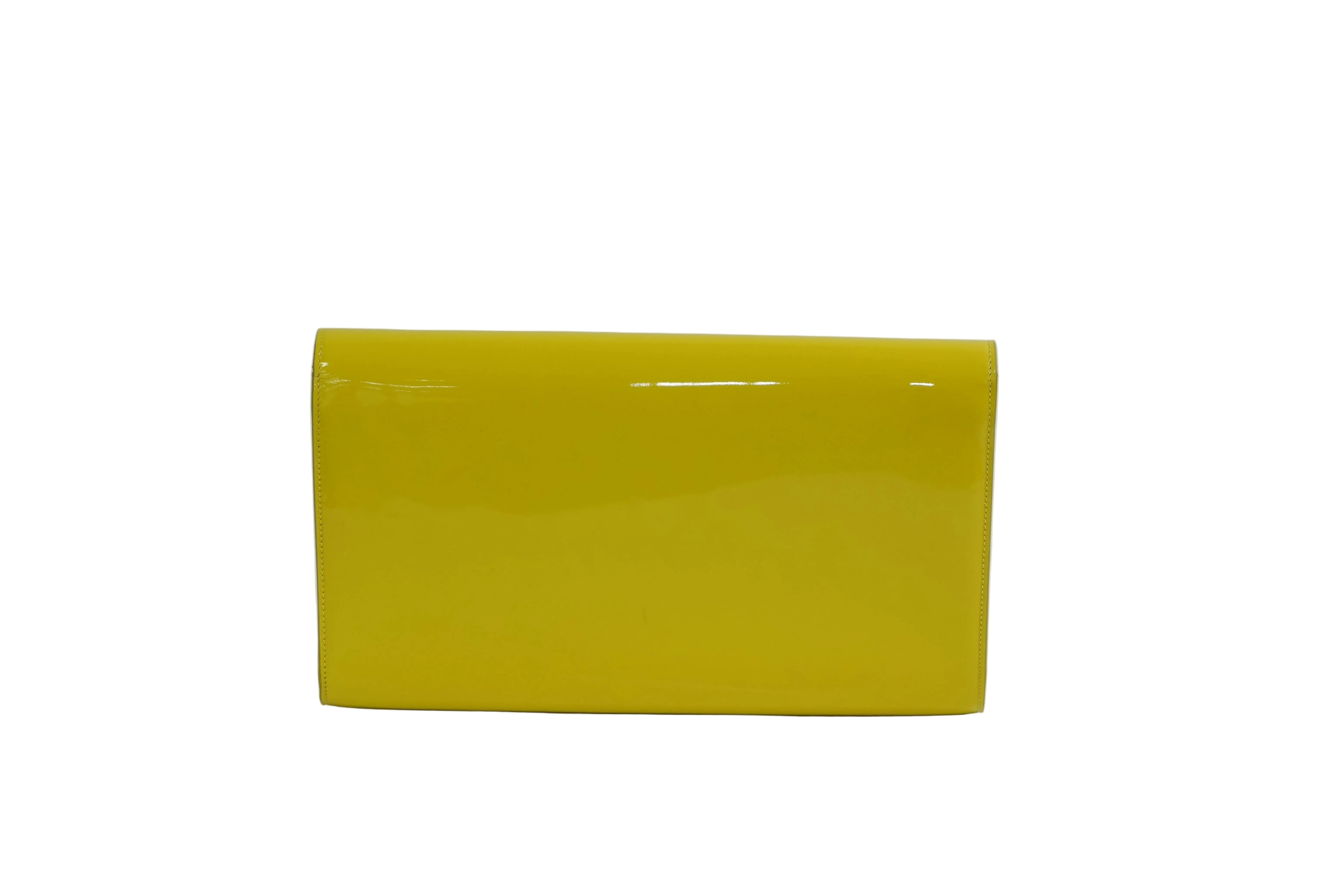 Pre-owned Saint Laurent Calfskin Leather Clutch Bag Yellow