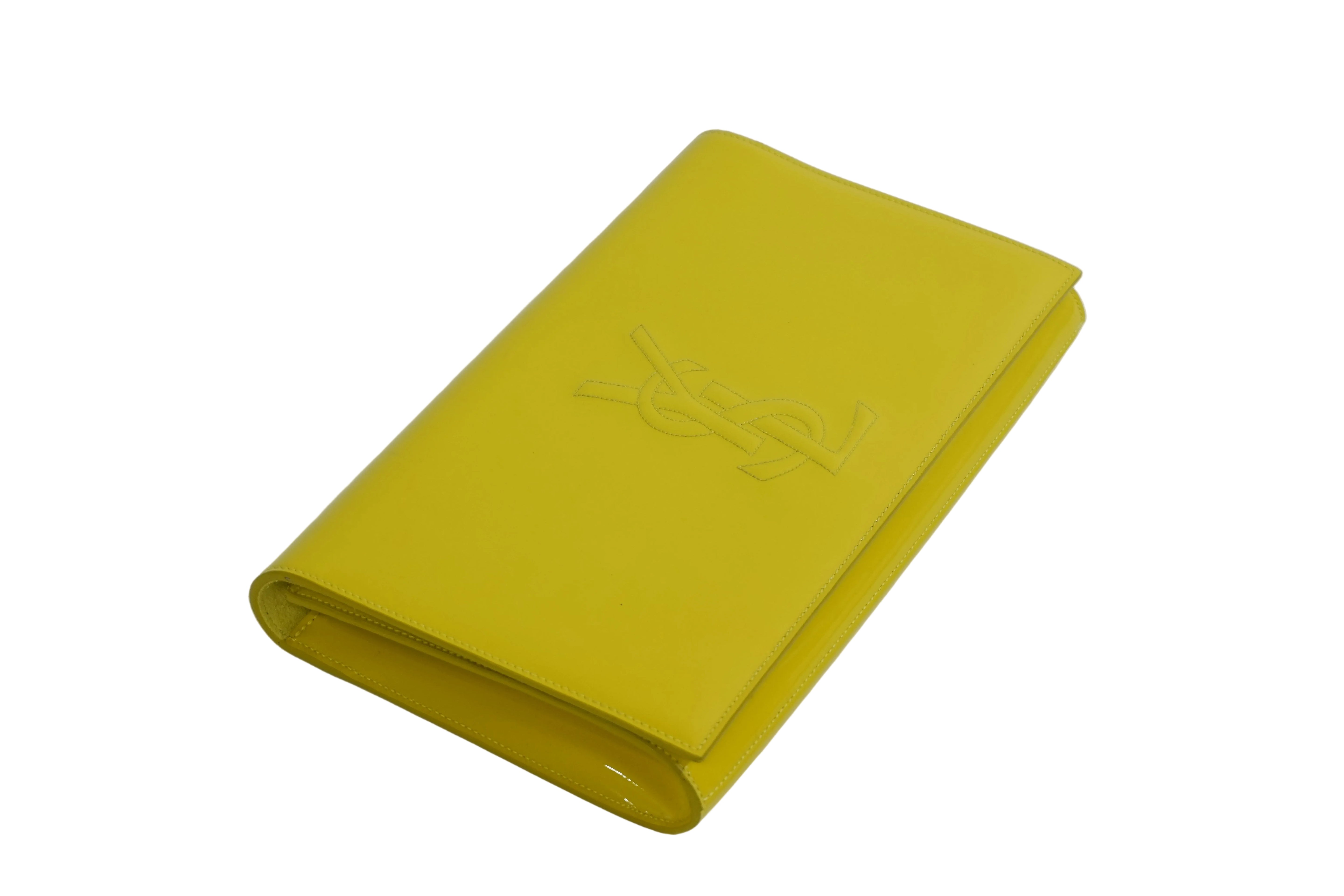 Pre-owned Saint Laurent Calfskin Leather Clutch Bag Yellow