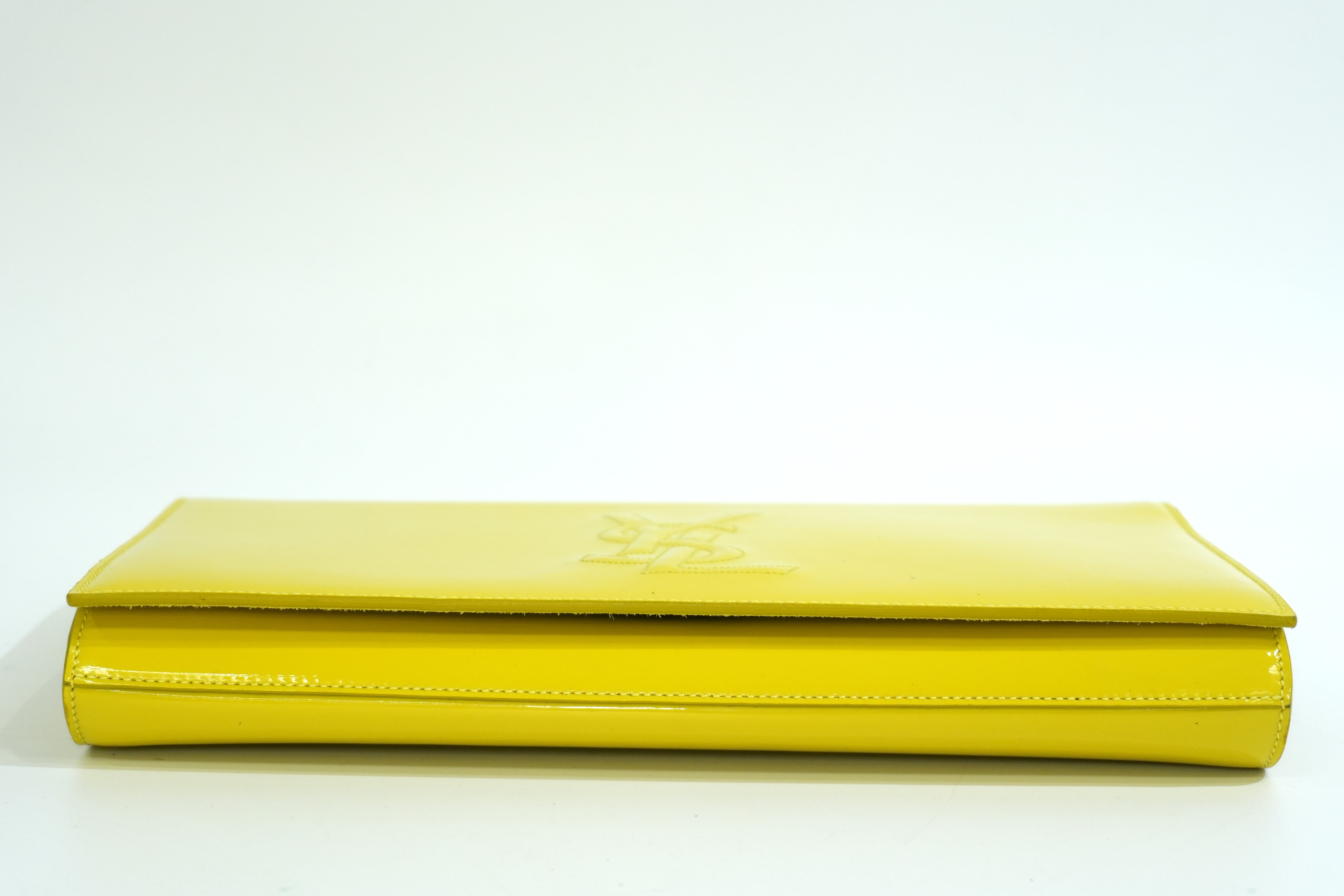 Pre-owned Saint Laurent Calfskin Leather Clutch Bag Yellow