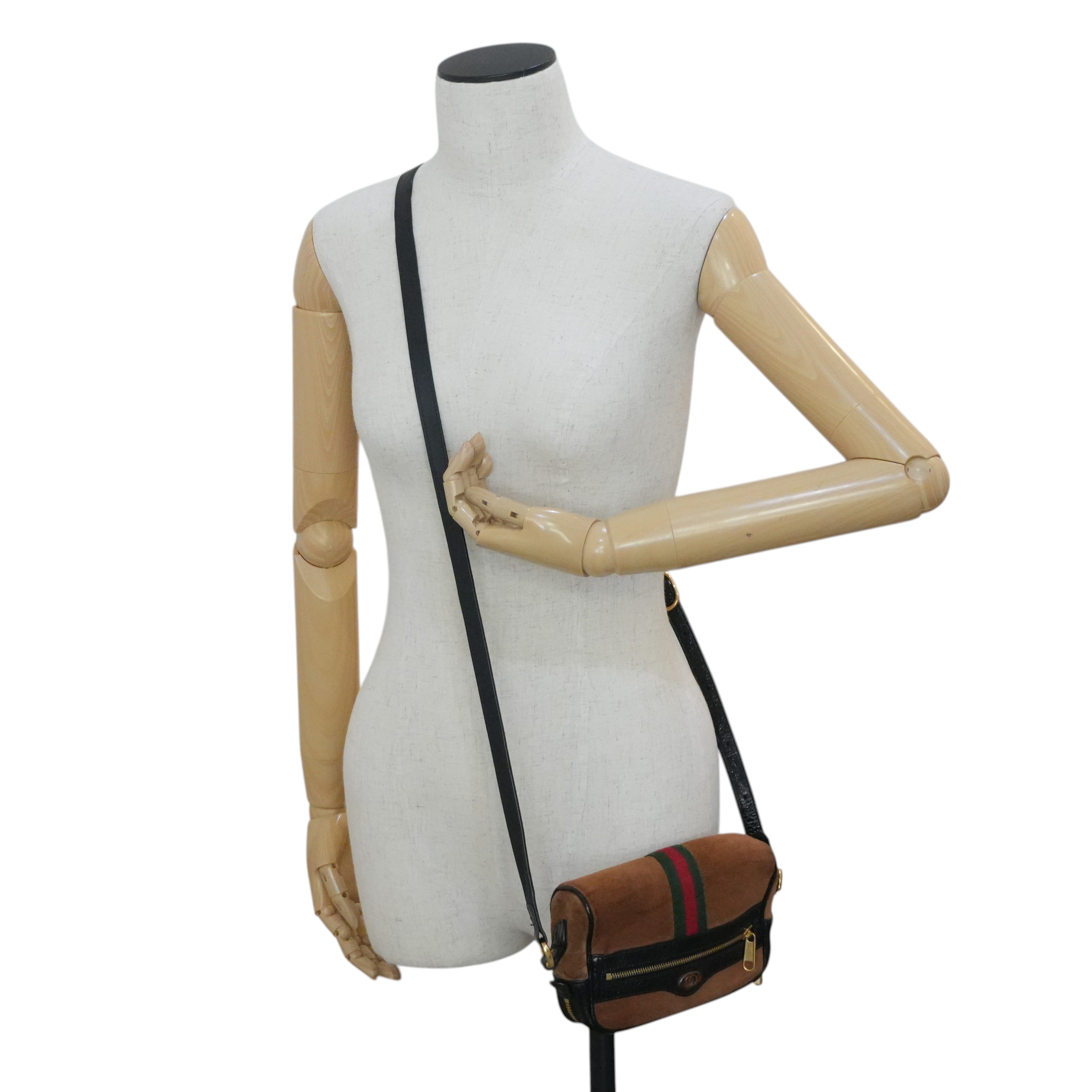 Pre-owned Gucci Suede Ophidia Crossbody Bag Brown