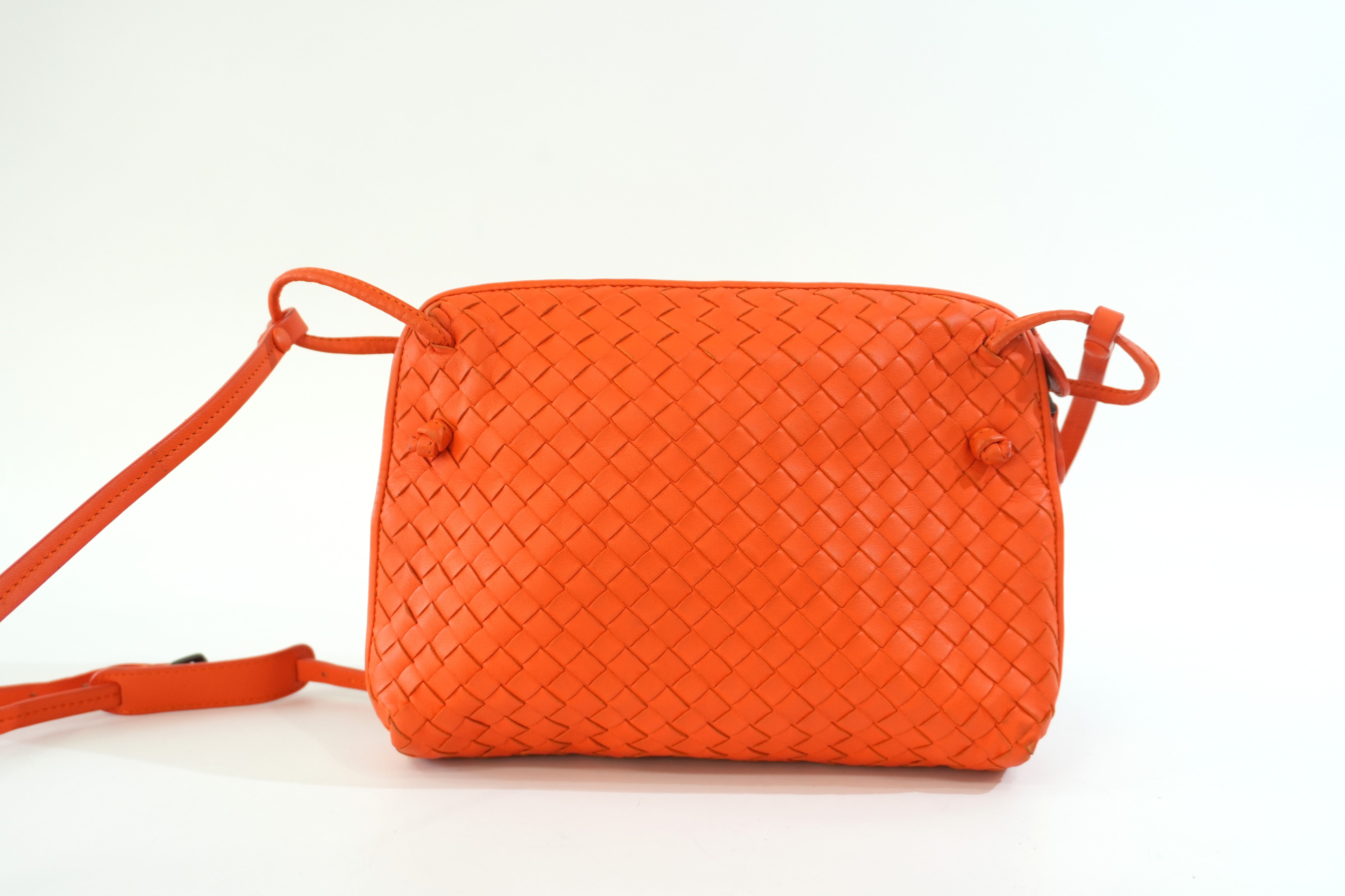 Pre-owned Bottega Intercciato Crossbody Bag Orange