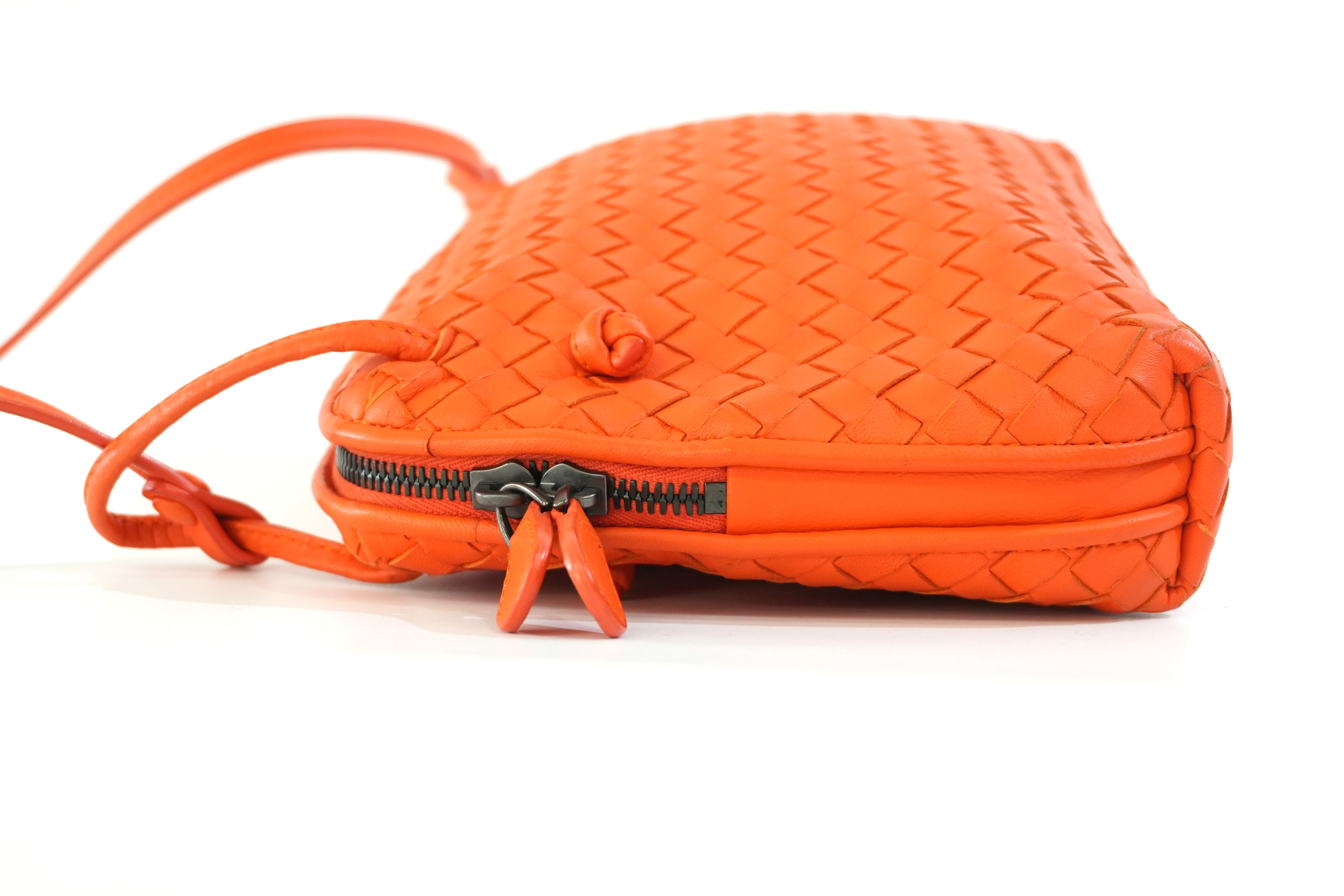 Pre-owned Bottega Intercciato Crossbody Bag Orange