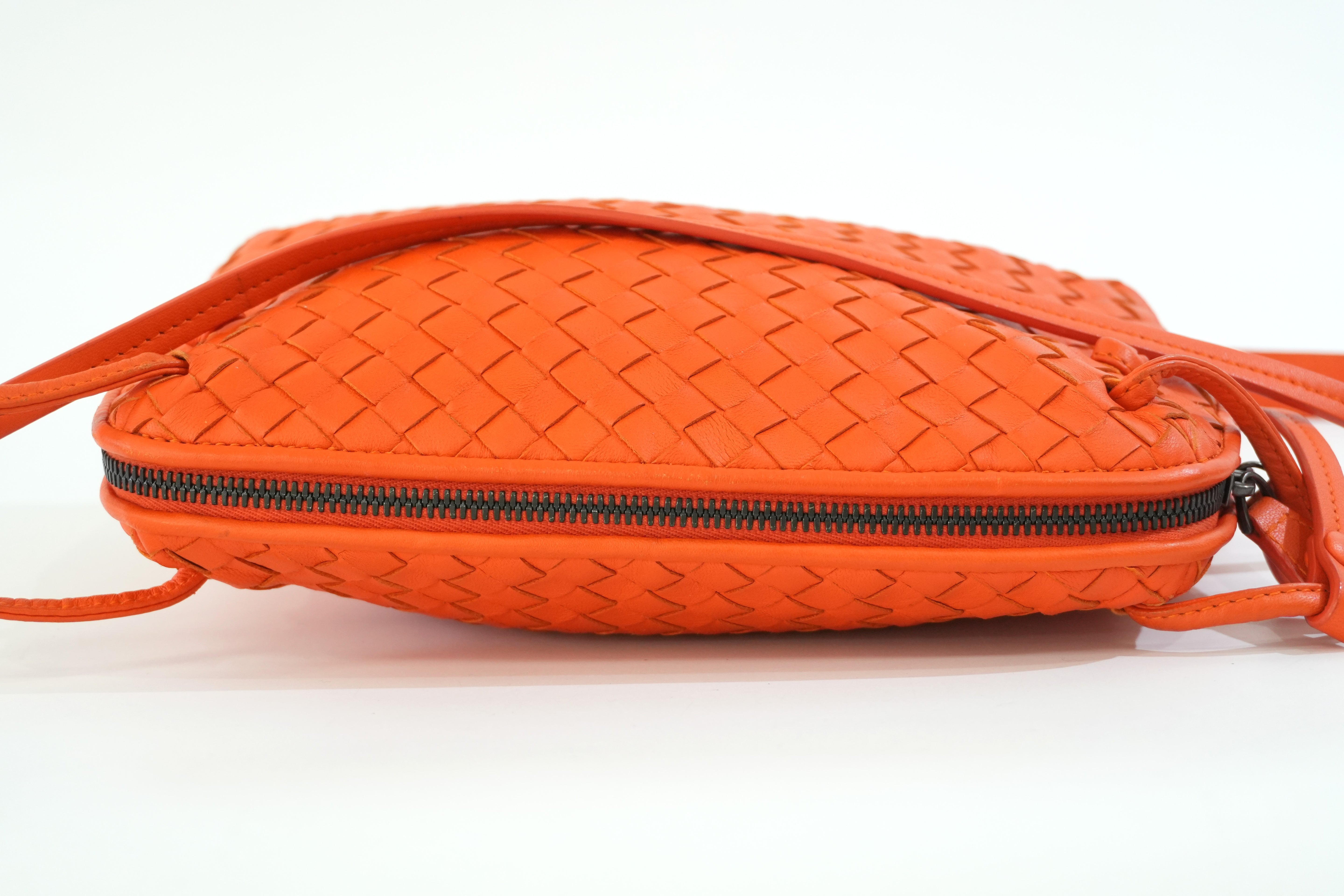 Pre-owned Bottega Intercciato Crossbody Bag Orange