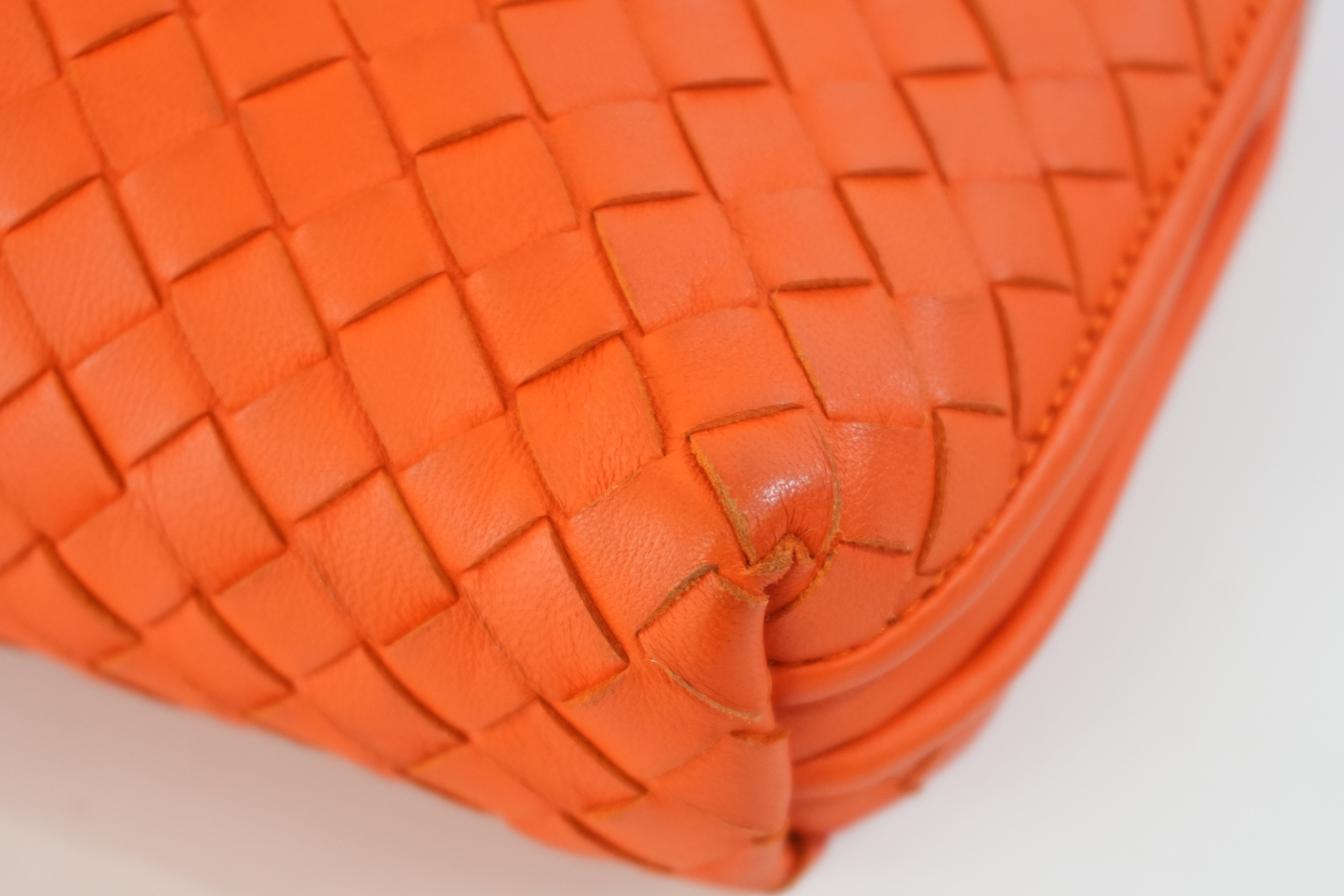 Pre-owned Bottega Intercciato Crossbody Bag Orange