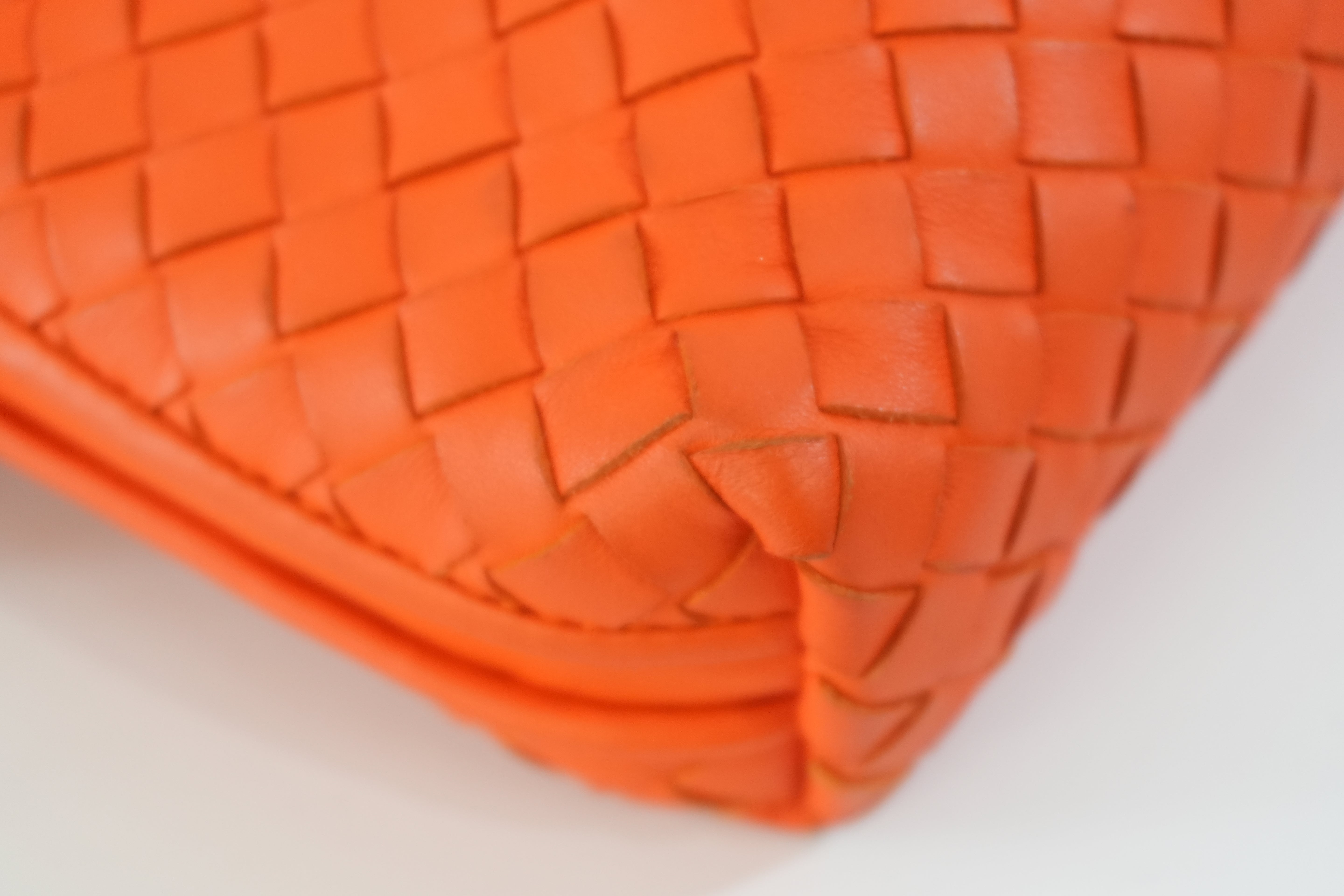 Pre-owned Bottega Intercciato Crossbody Bag Orange