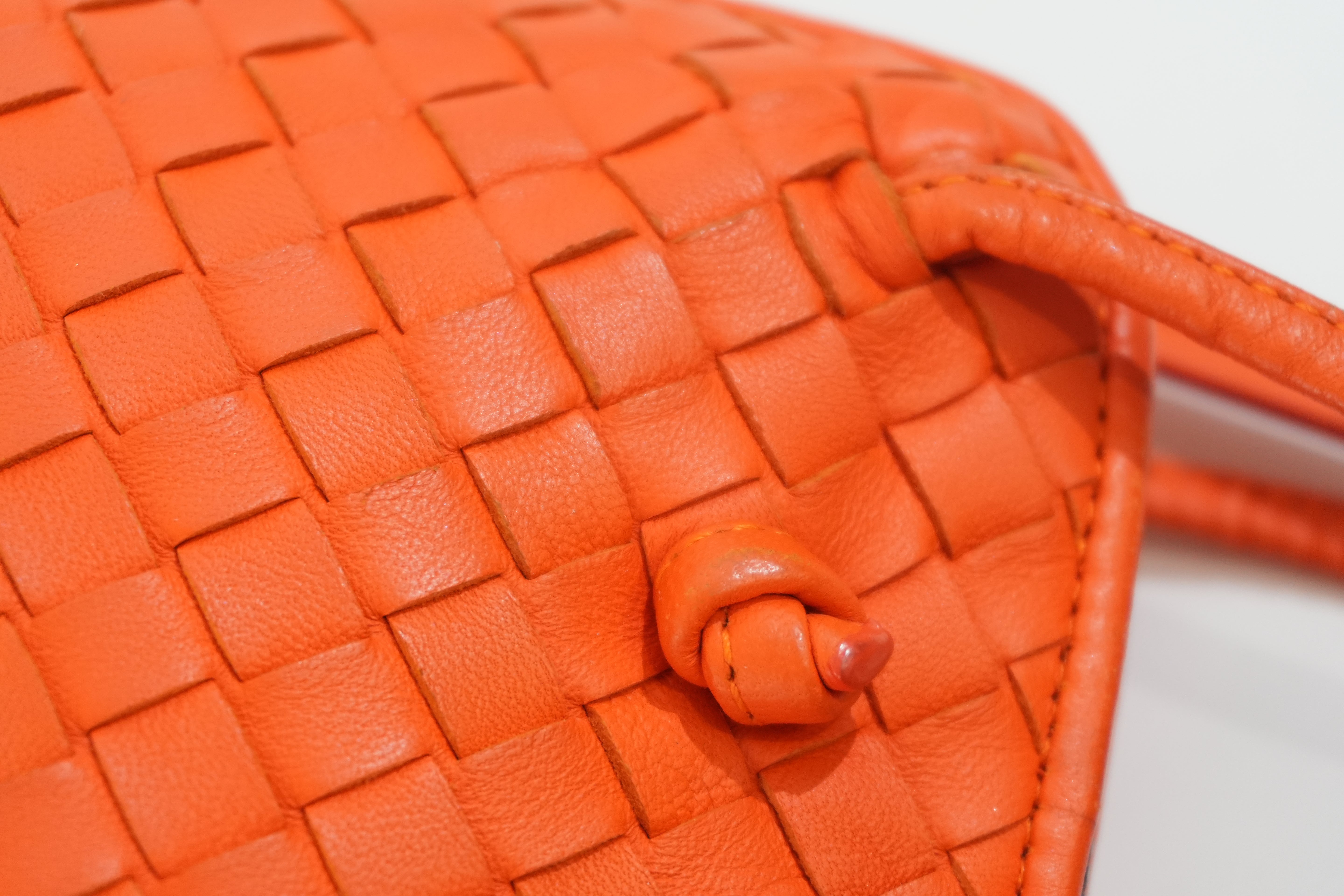 Pre-owned Bottega Intercciato Crossbody Bag Orange