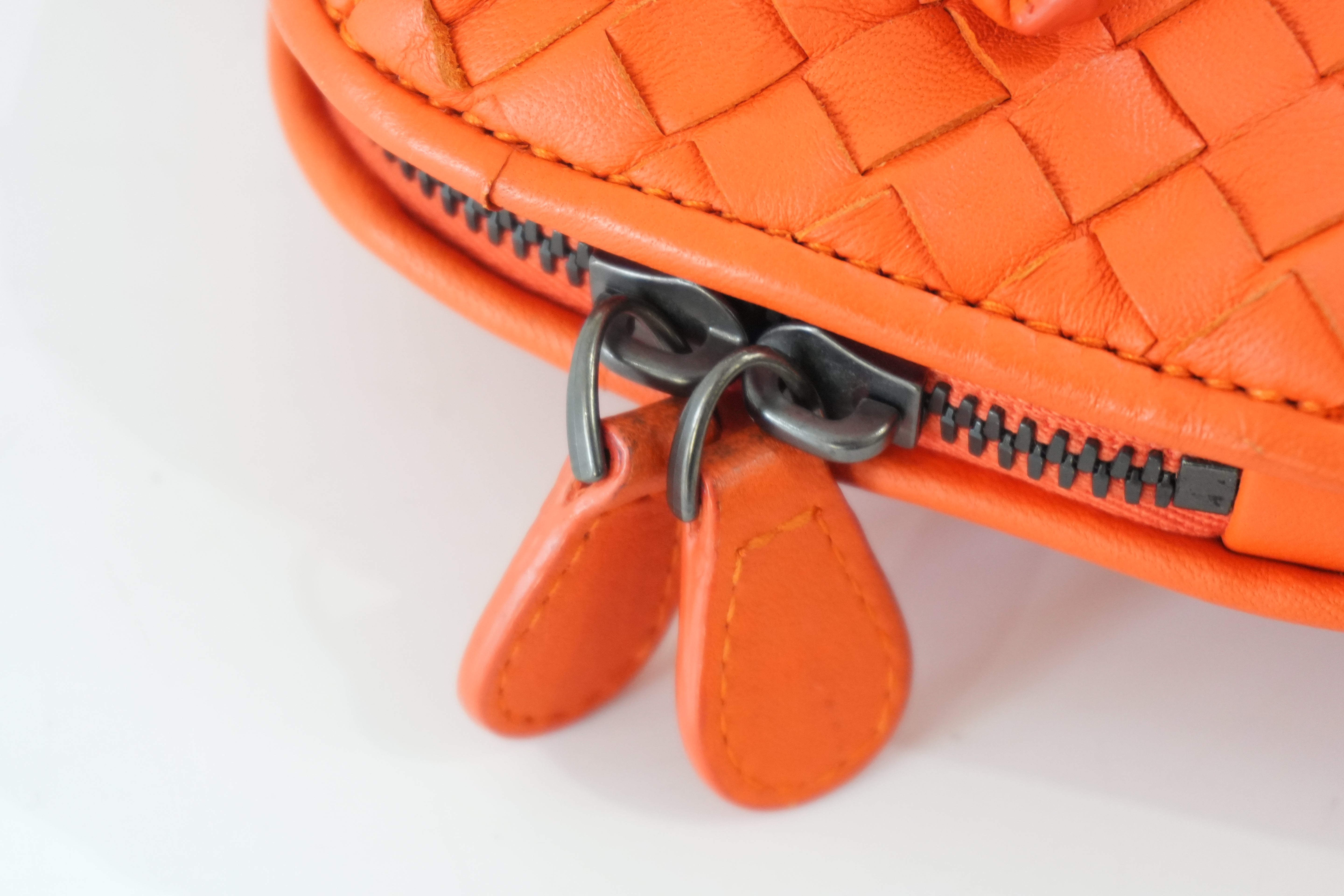 Pre-owned Bottega Intercciato Crossbody Bag Orange