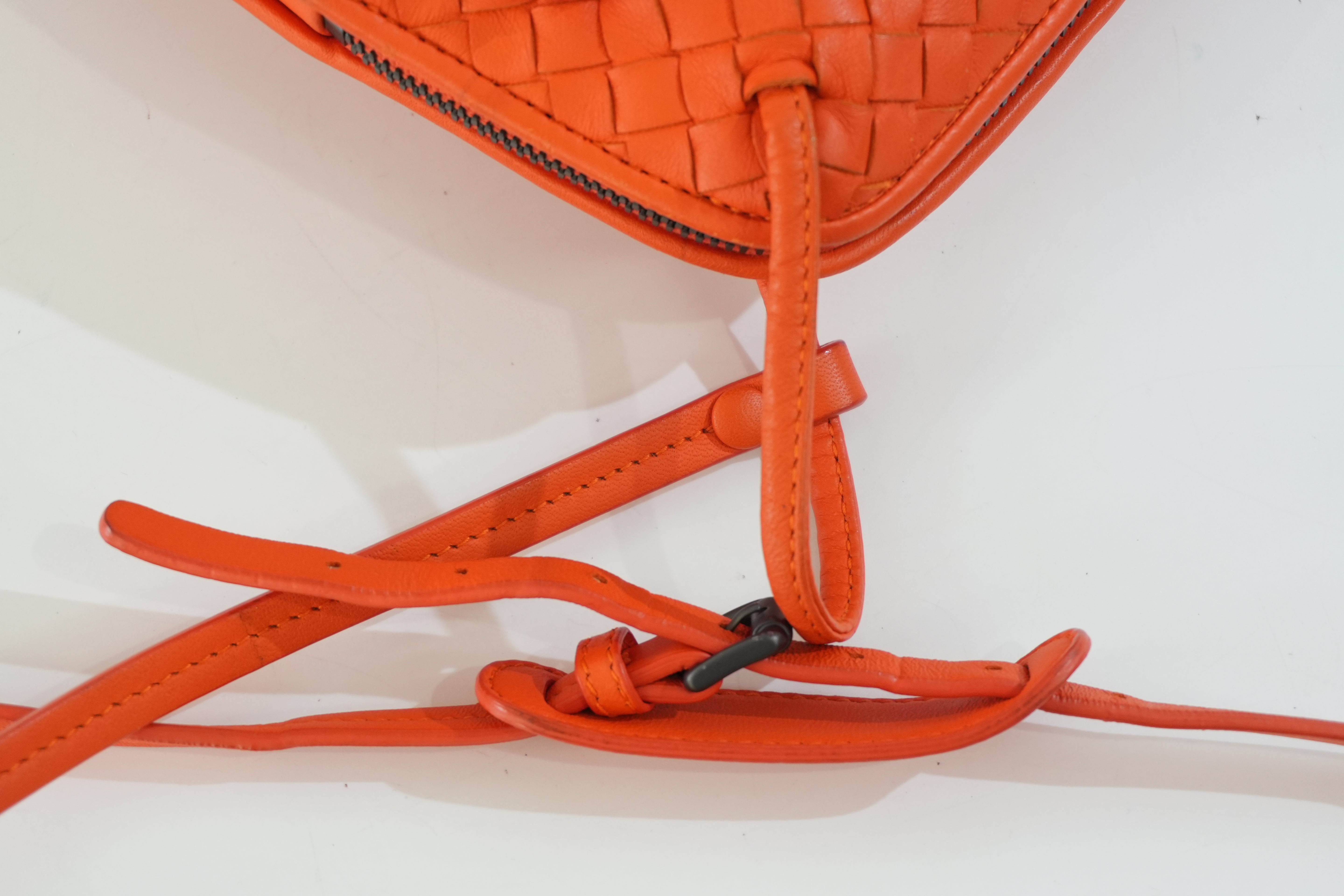 Pre-owned Bottega Intercciato Crossbody Bag Orange