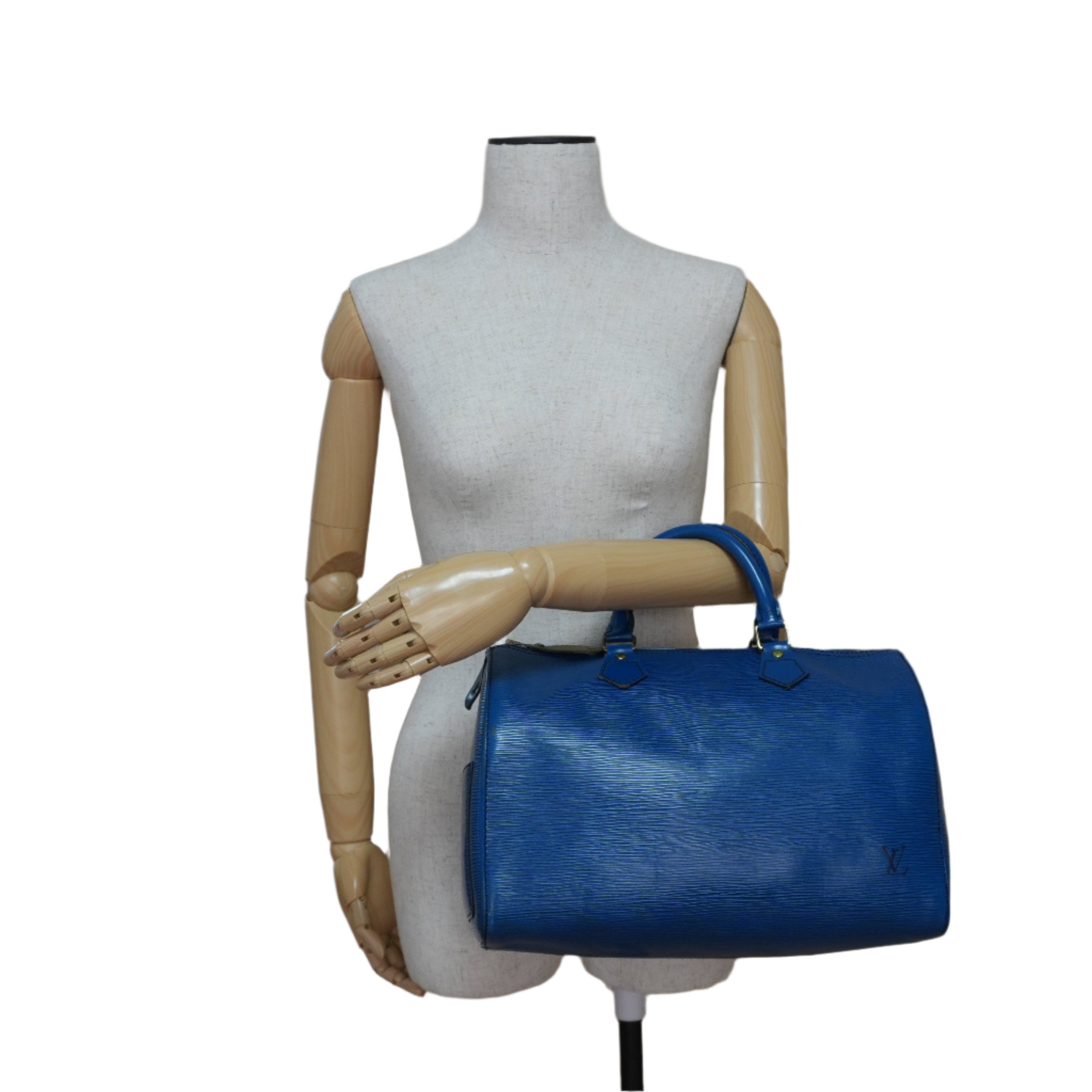 Louis Vuitton Epi Speedy 30 Handbag Blue Used