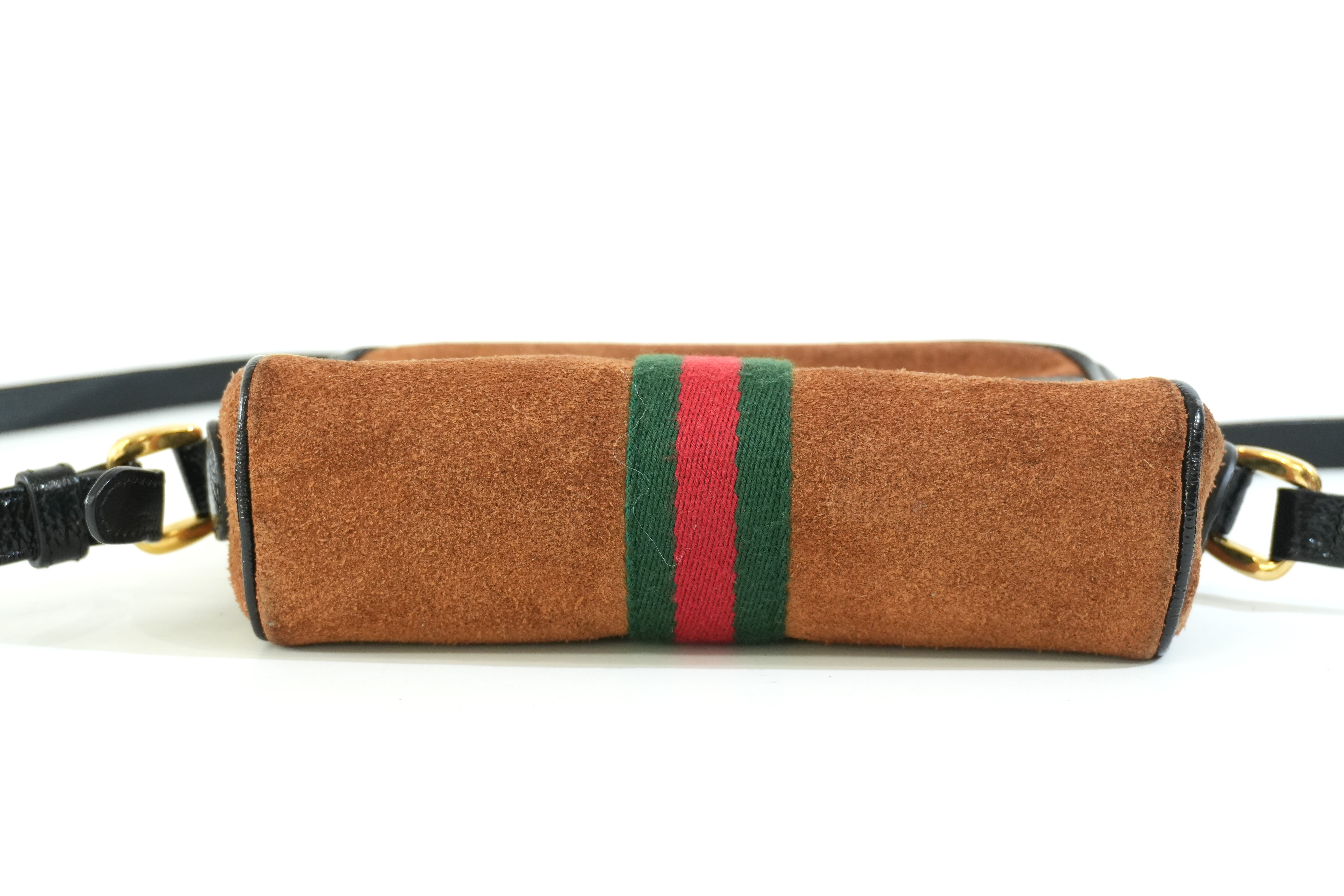 Pre-owned Gucci Suede Ophidia Crossbody Bag Brown