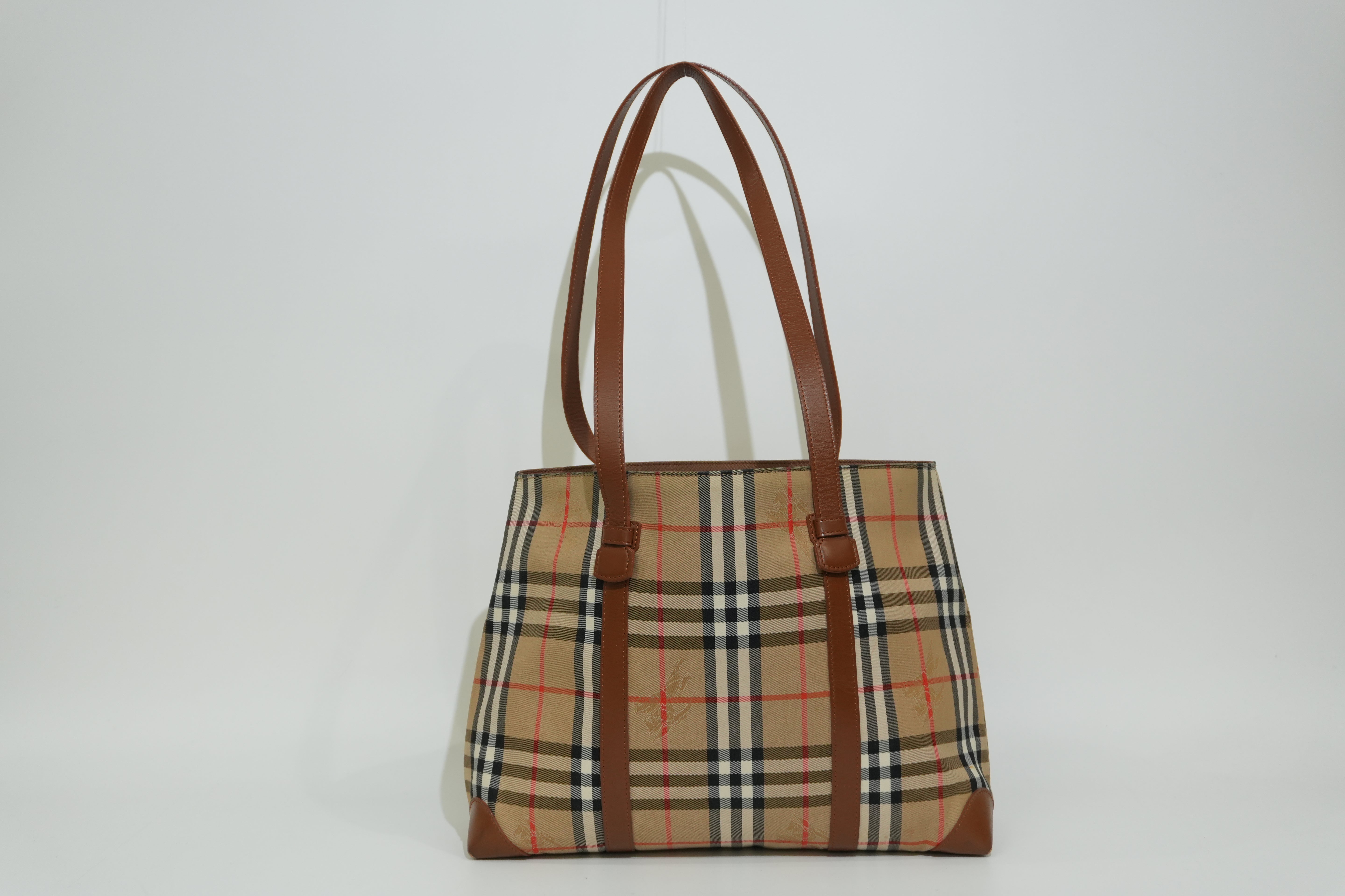 Pre-owned Burberry Haymarket Tote Bag Beige